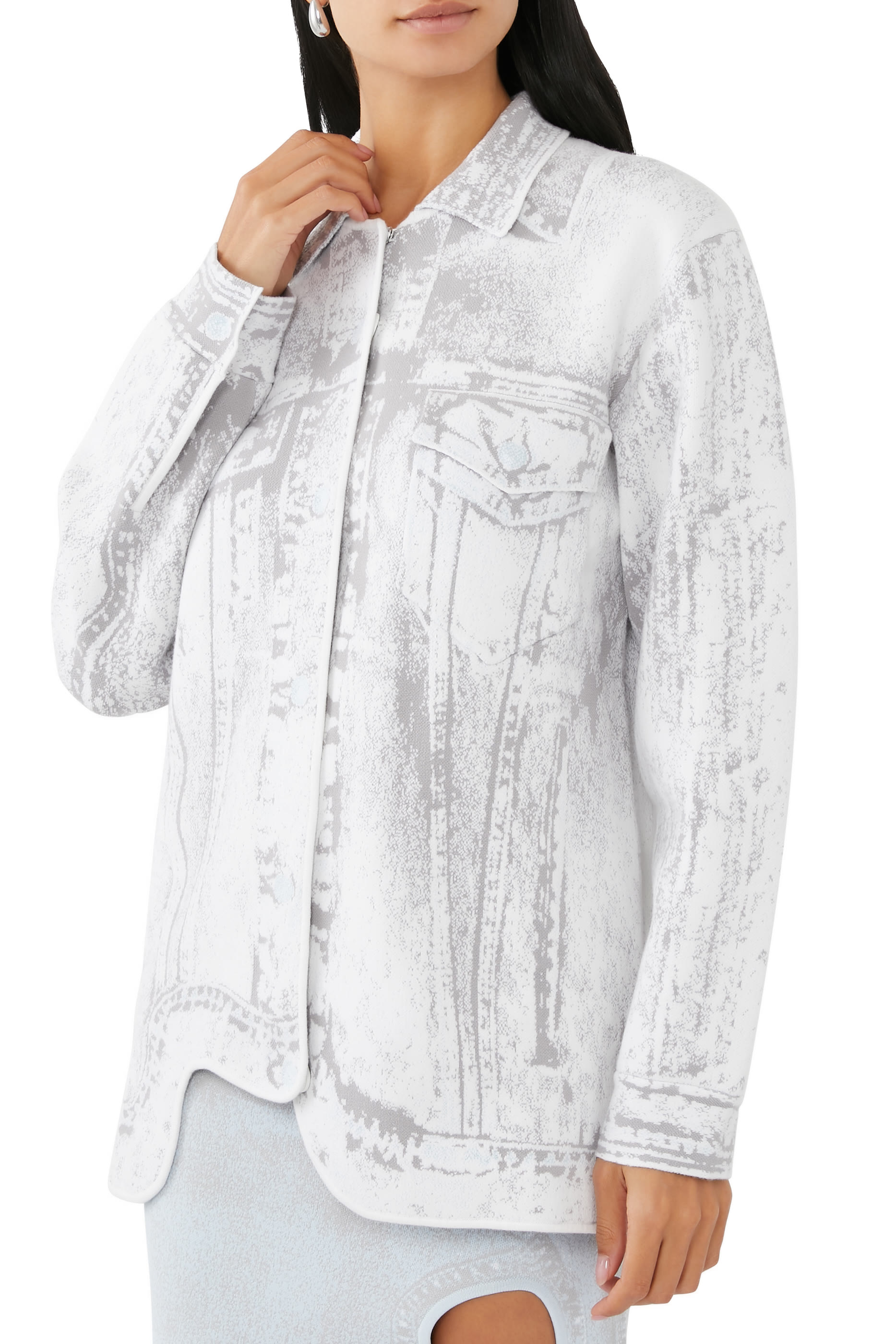 Hana Denim Print Oversized Jacket