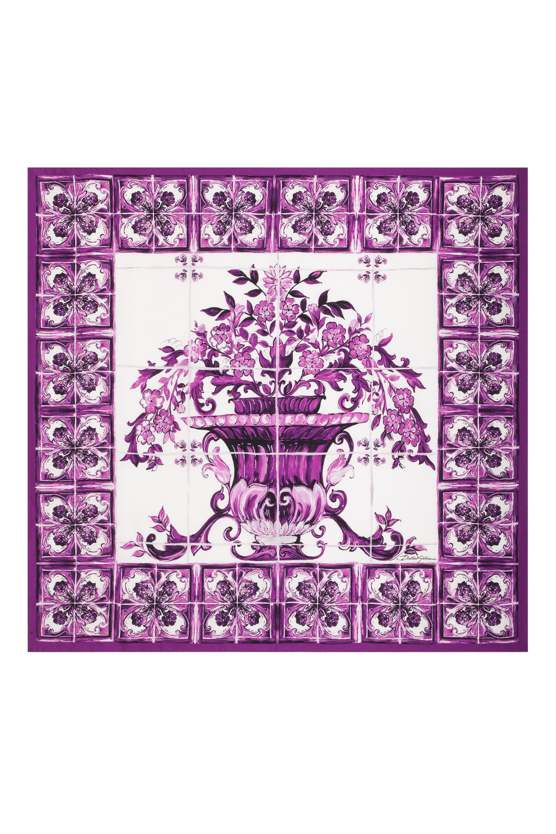 Majolica-Print Silk Twill Foulard