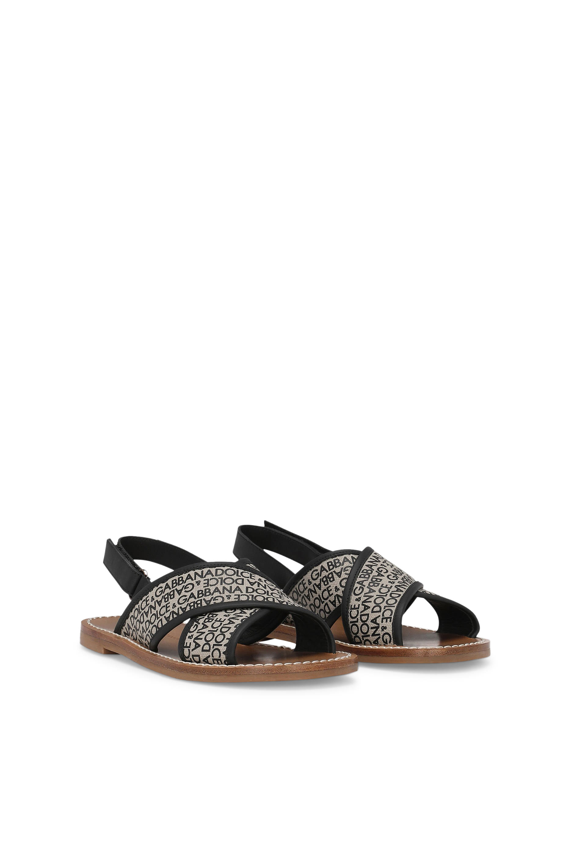 Kids Logo Print Leather Sandal