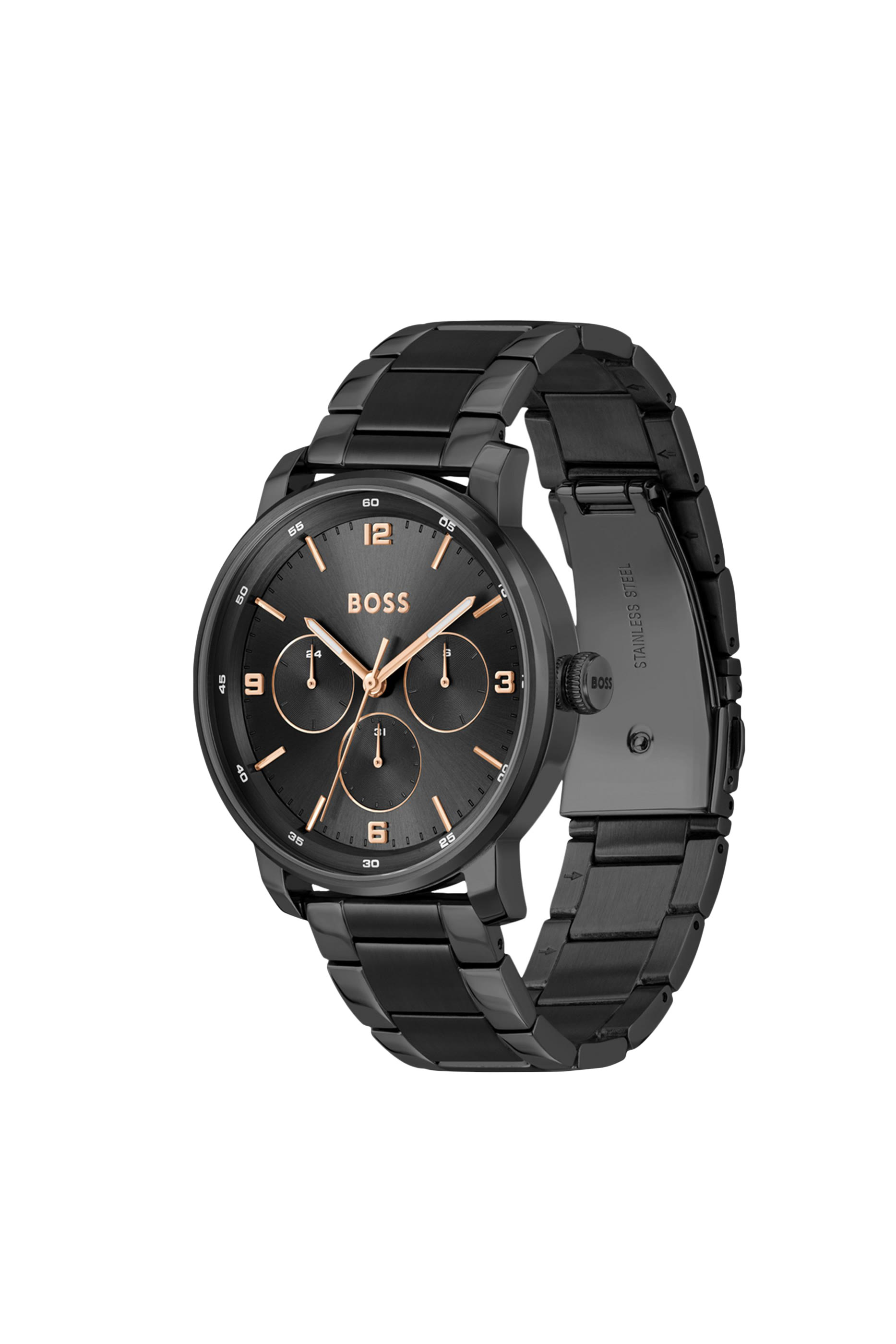 Contender Black Link-Bracelet Watch