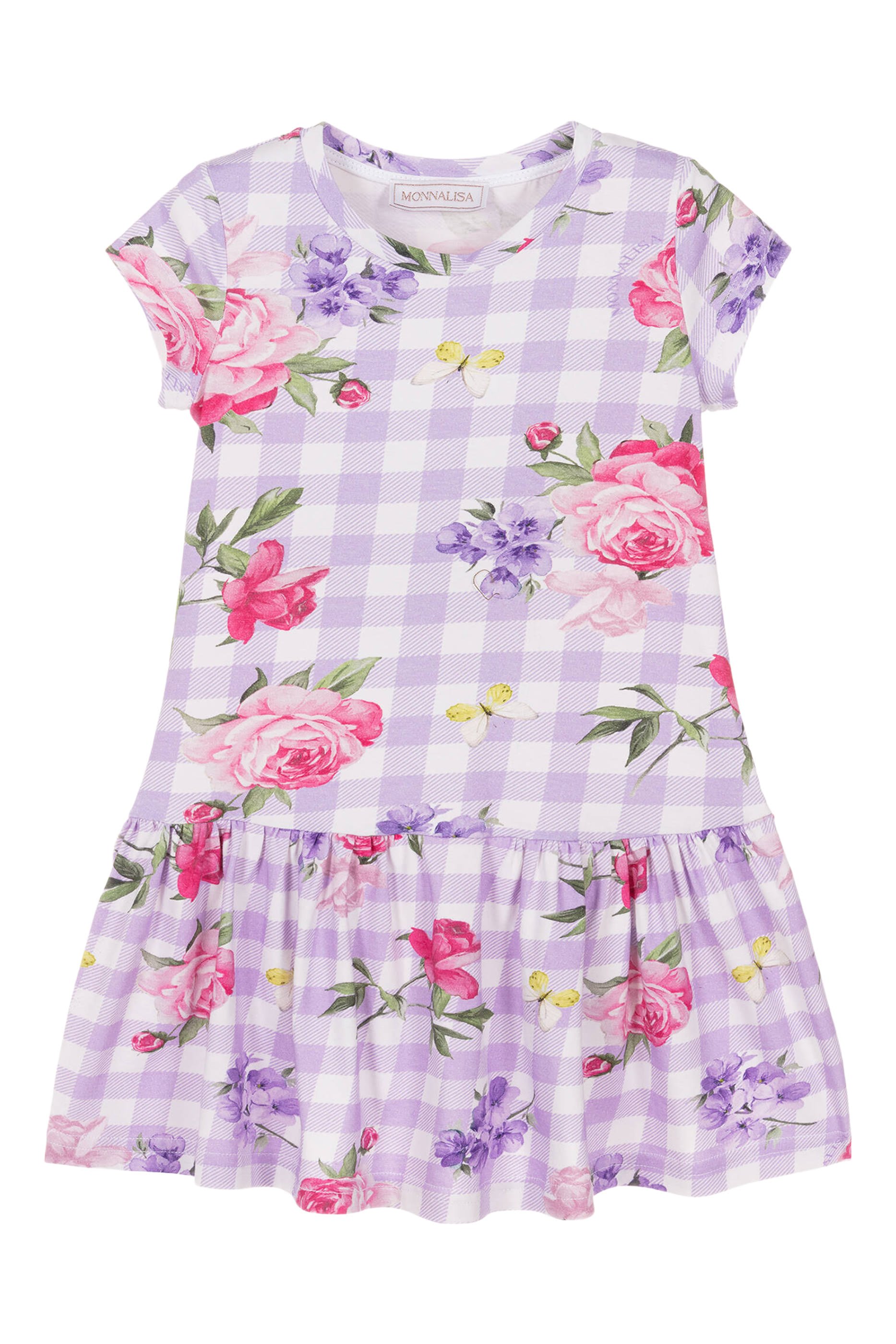 Kids Check and Floral Print Dress
