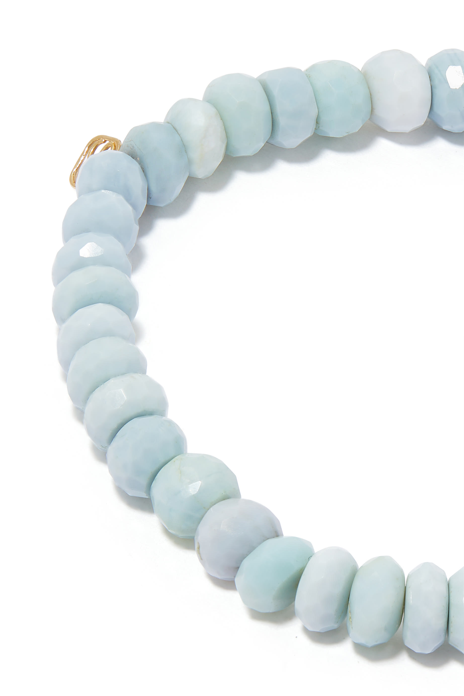 Large Evil Eye African Beaded Bracelet, 14K Yellow Gold with Diamonds & Opal