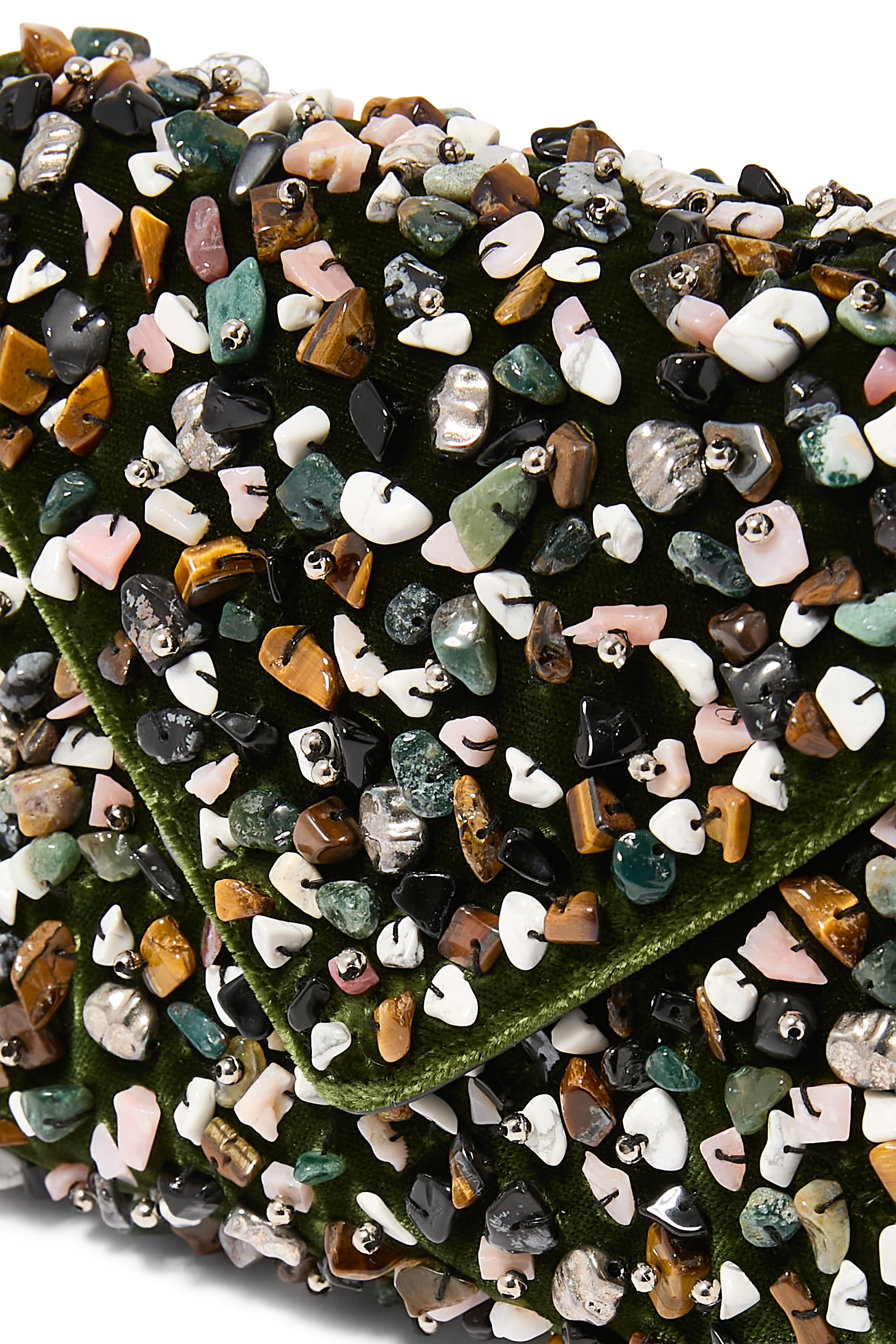 Stone-Embellished Envelope Clutch Bag