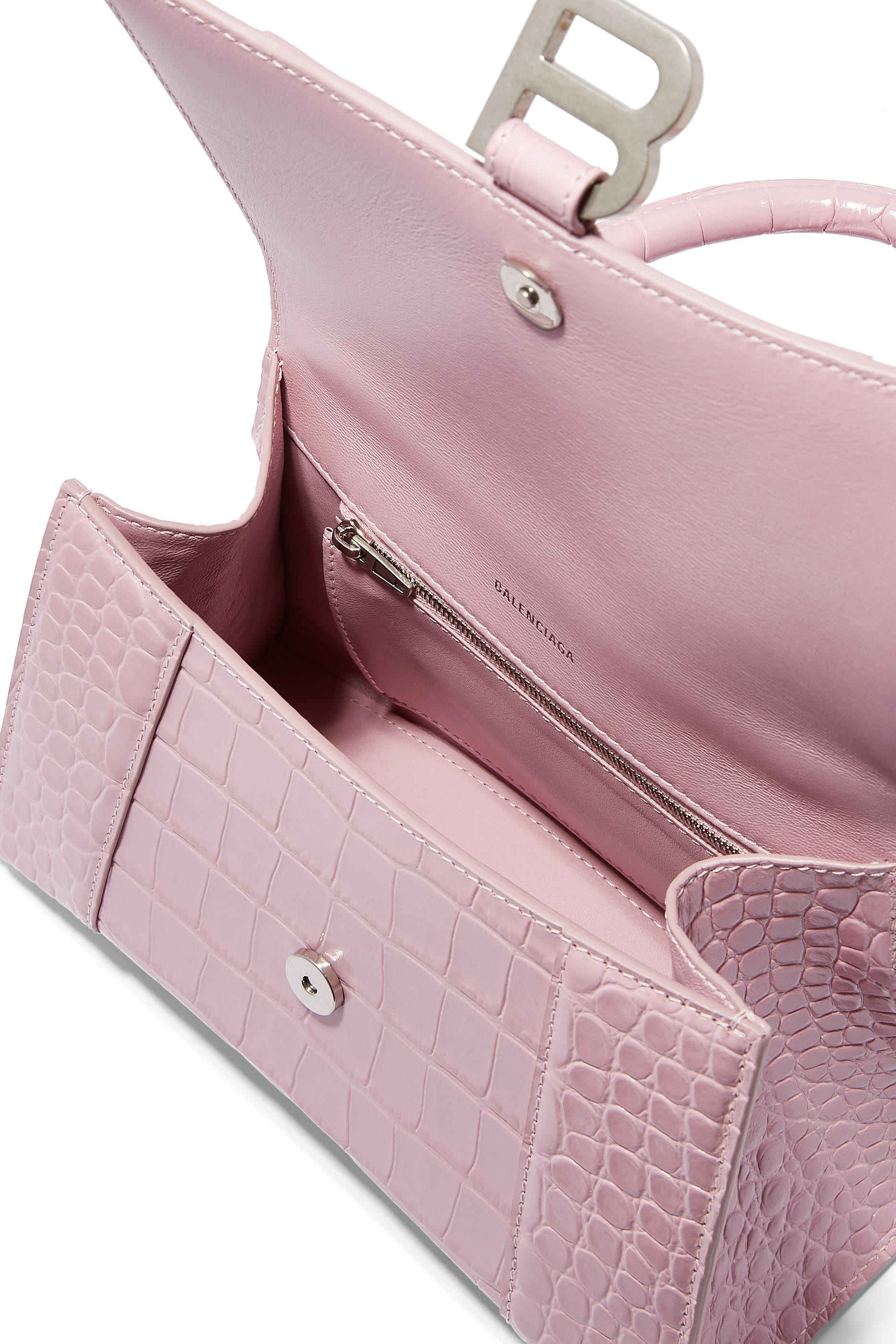 Crocodile Embossed Small Hourglass Handbag