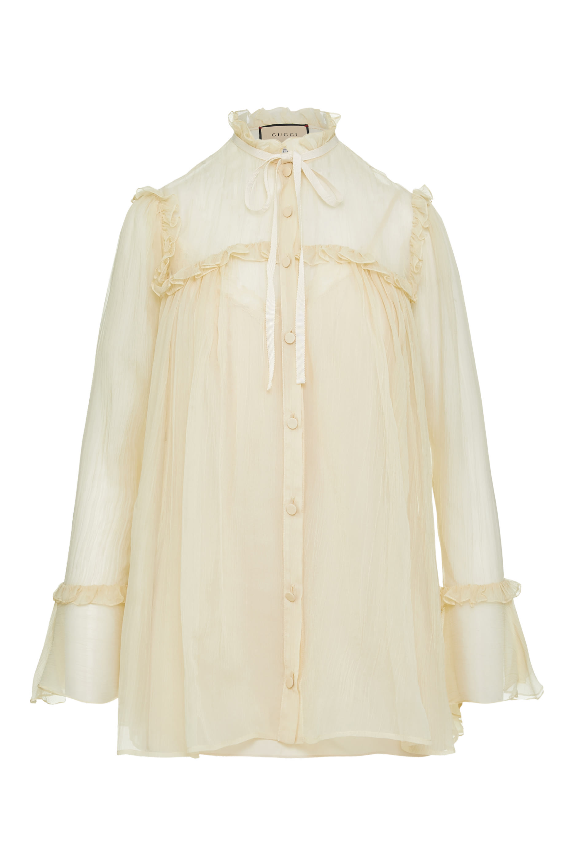 Silk Chiffon Ruffle Shirt