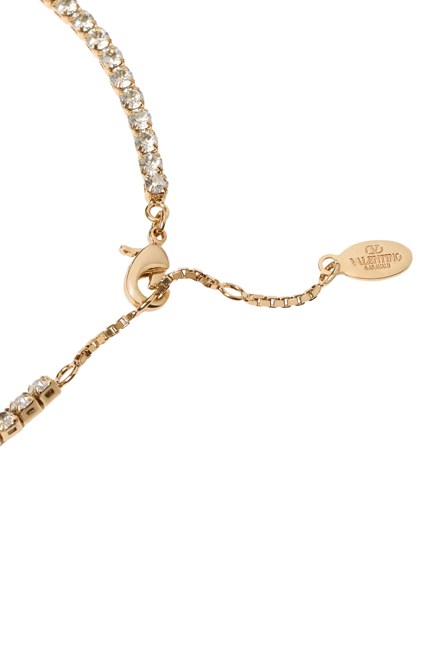 Vlogo Signature Crystal-Embellished Necklace, Gold-Toned Brass & Crystals