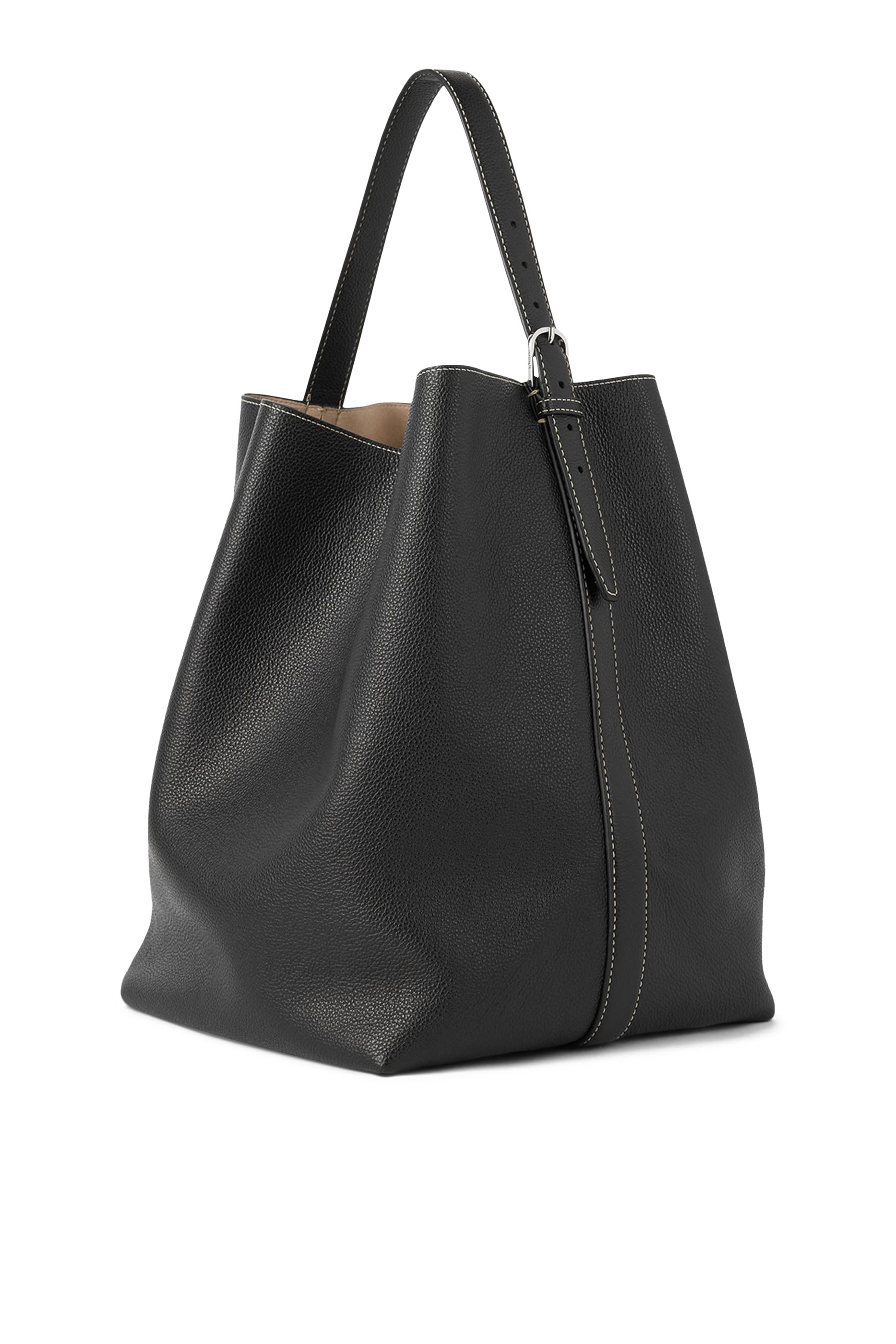 Belted Leather Tote Bag