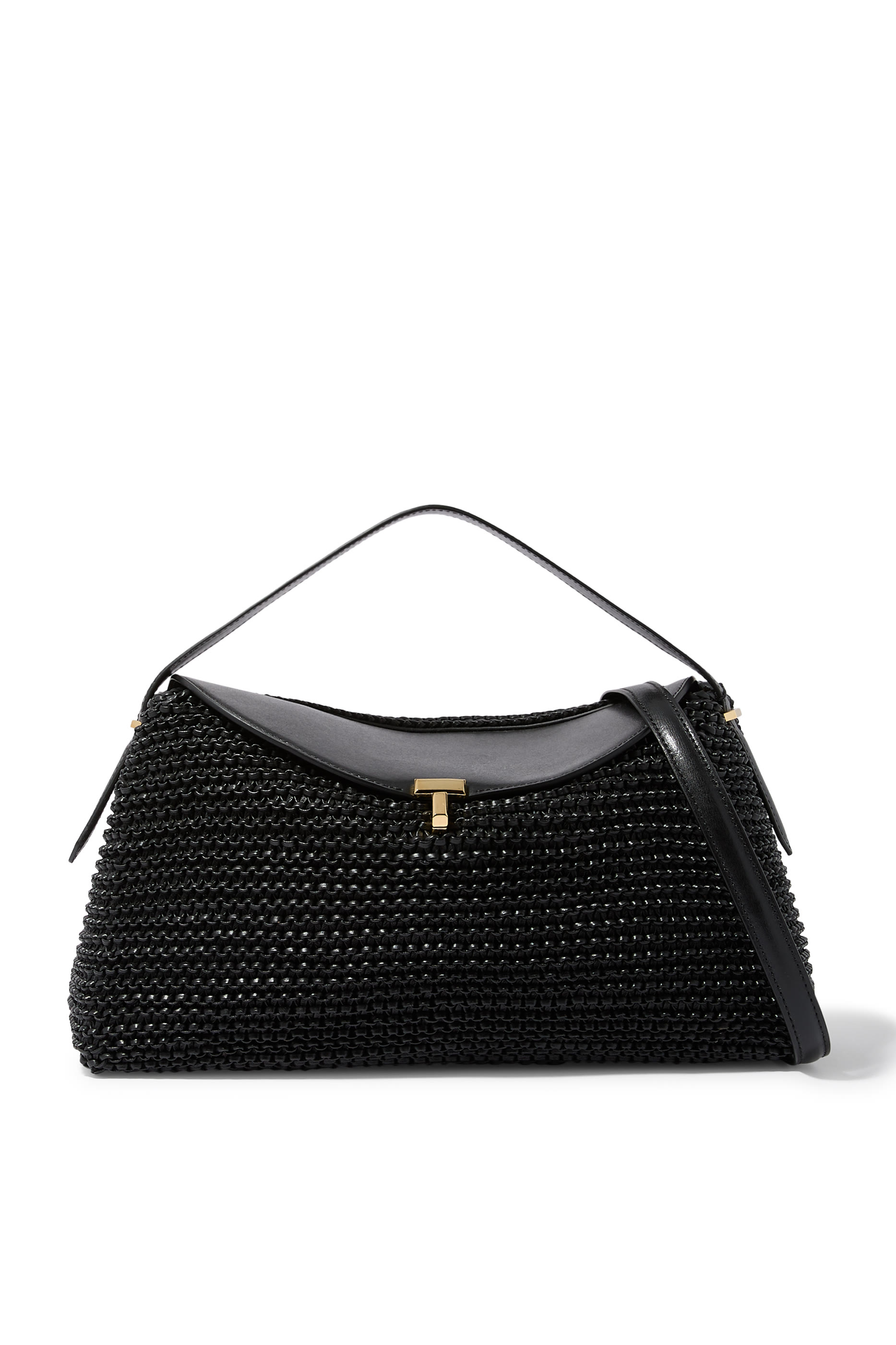  T-Lock Woven-Leather Top Handle Bag 