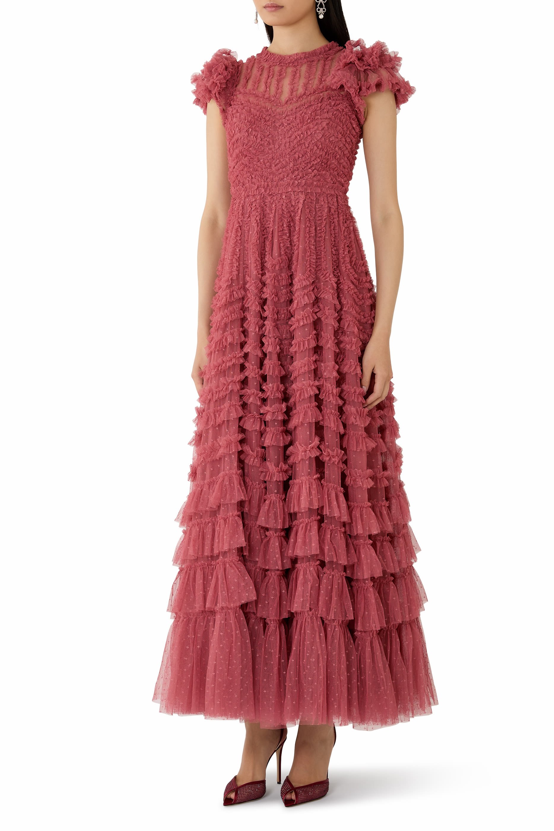  La Vie En Rose Round Neck Short Sleeve Gown