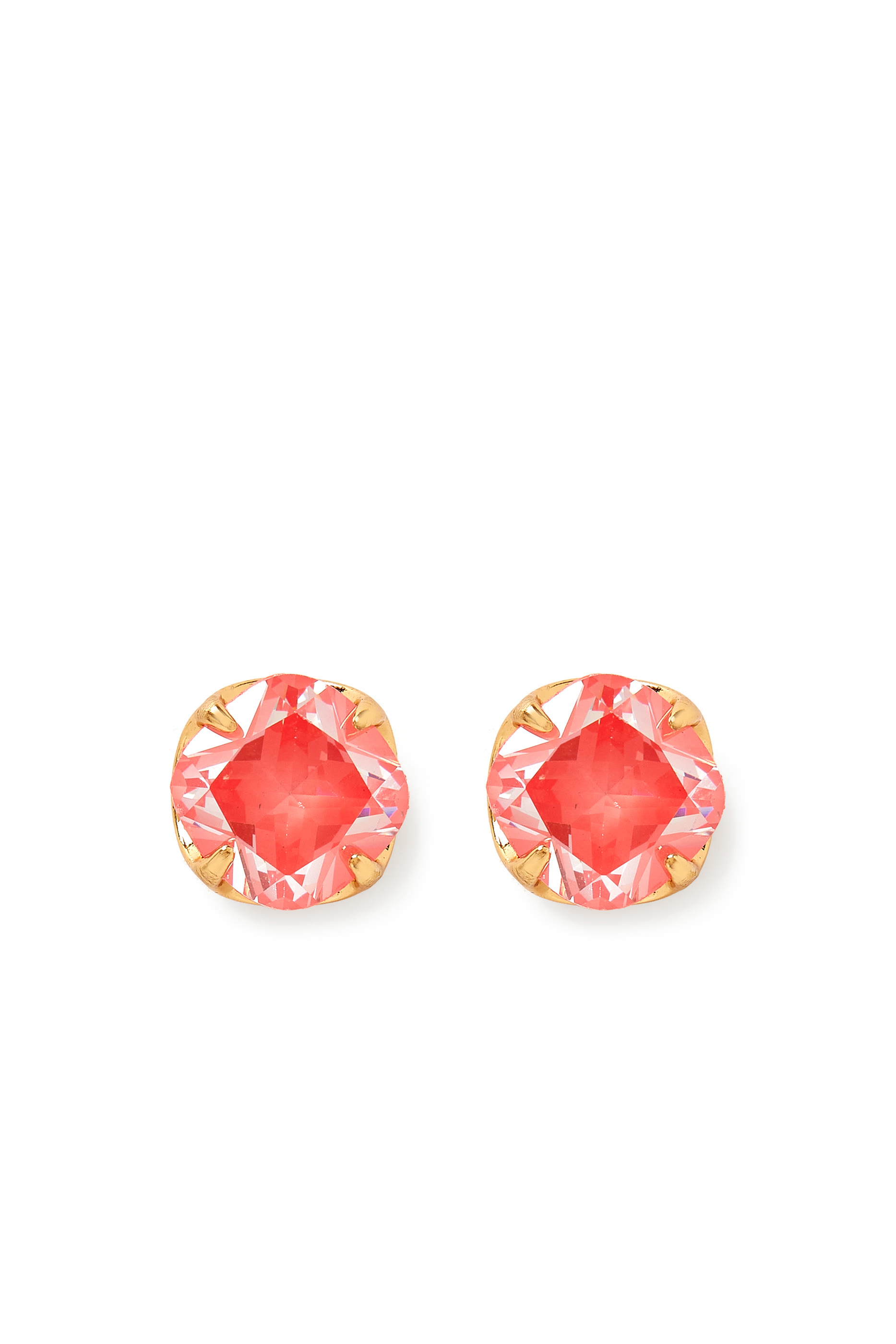 Pop of Joy 10mm Spade Flower Studs, Plated Metal & Cubic Zirconia, Enamel, Titanium Posts