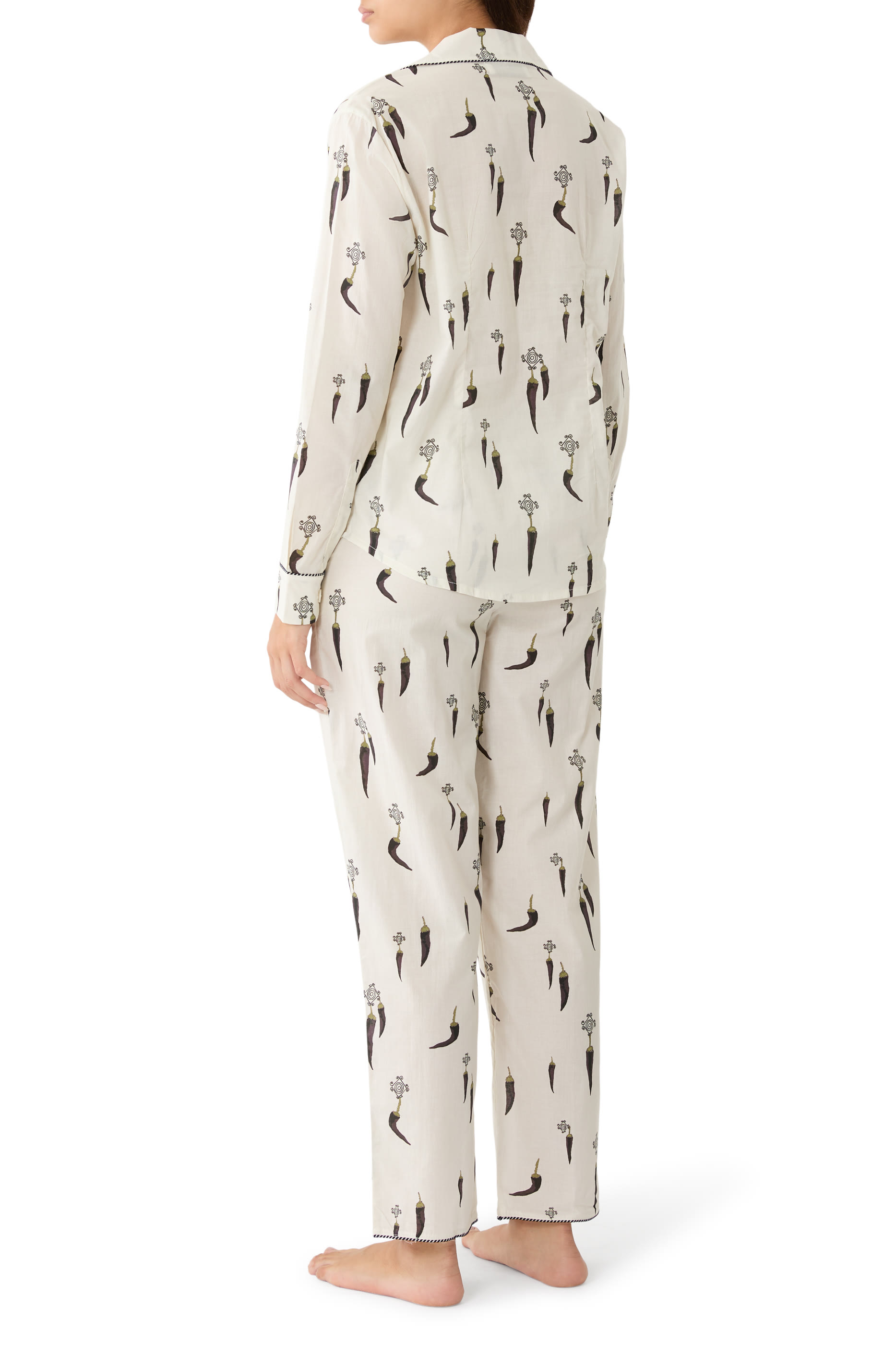 Elephant-Print Long Pajama Set