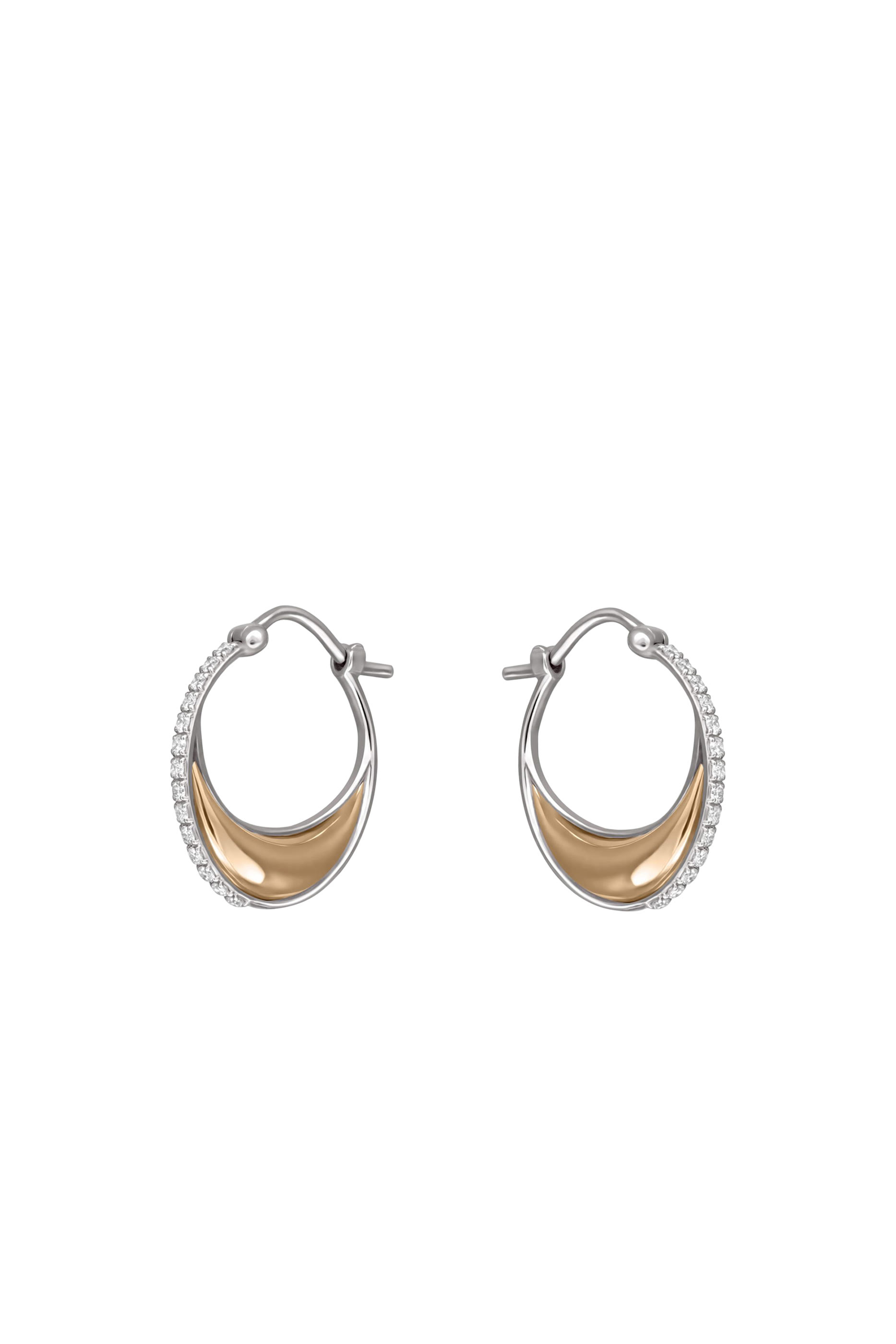 Bloop Moon Earrings, 18k Yellow Gold & White Diamonds