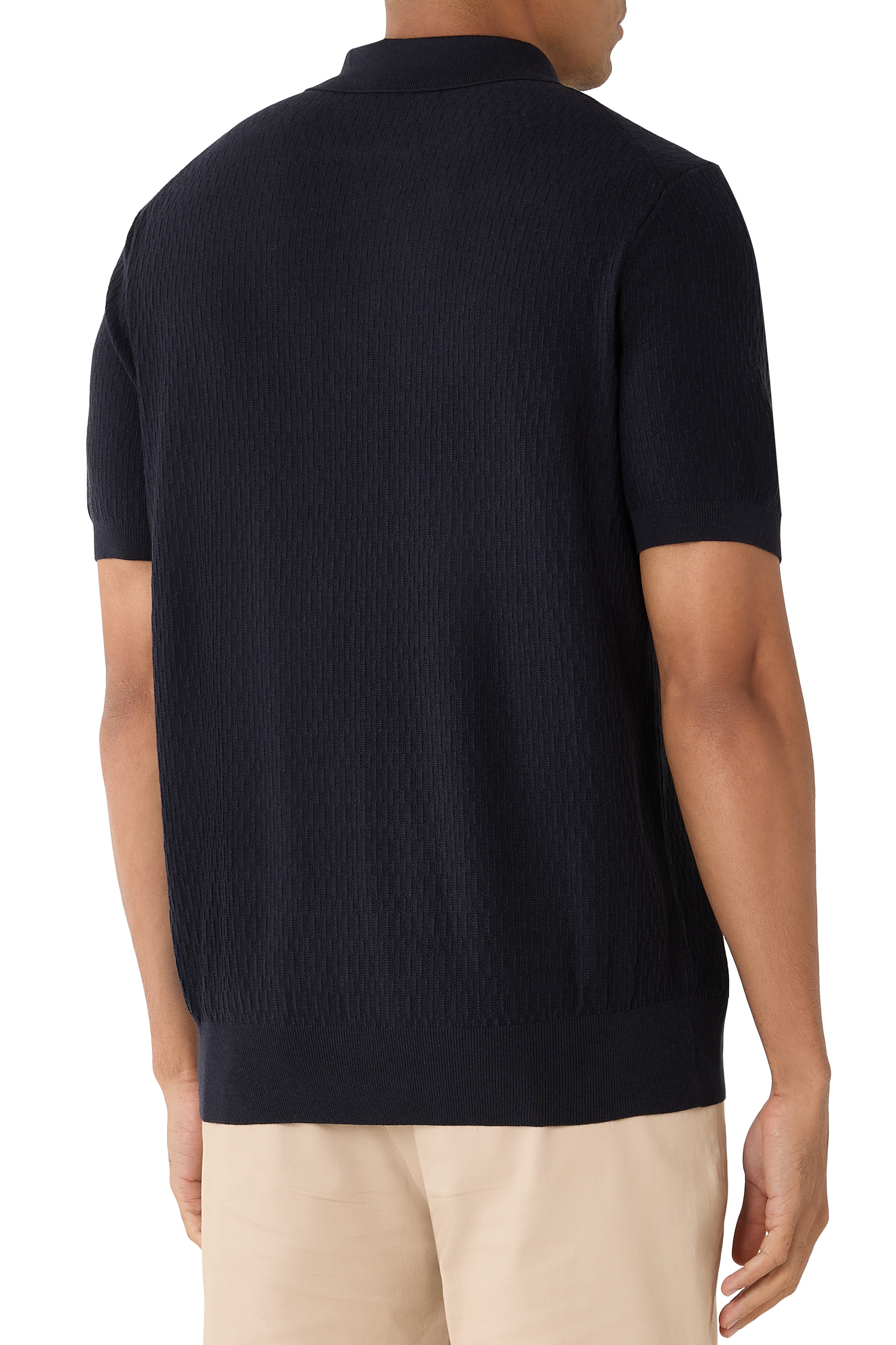 H-Lurazio Textured Knit Polo Shirt