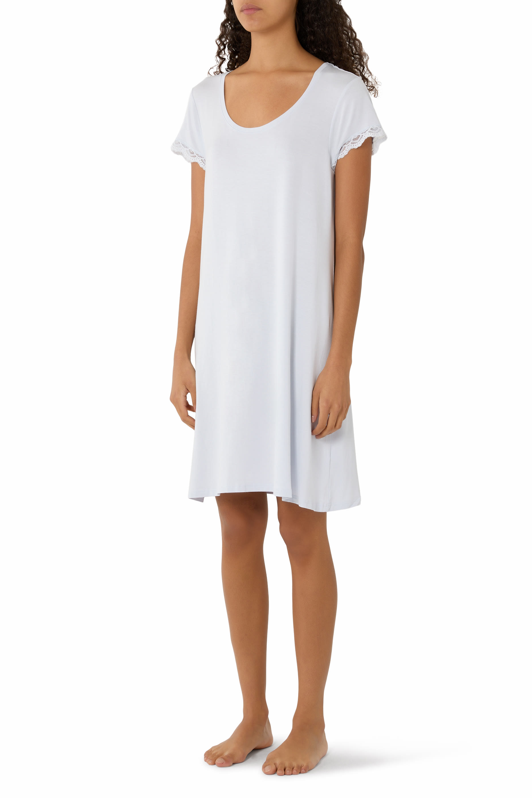 Jersey Scoop Neck Lace Trim Nightie