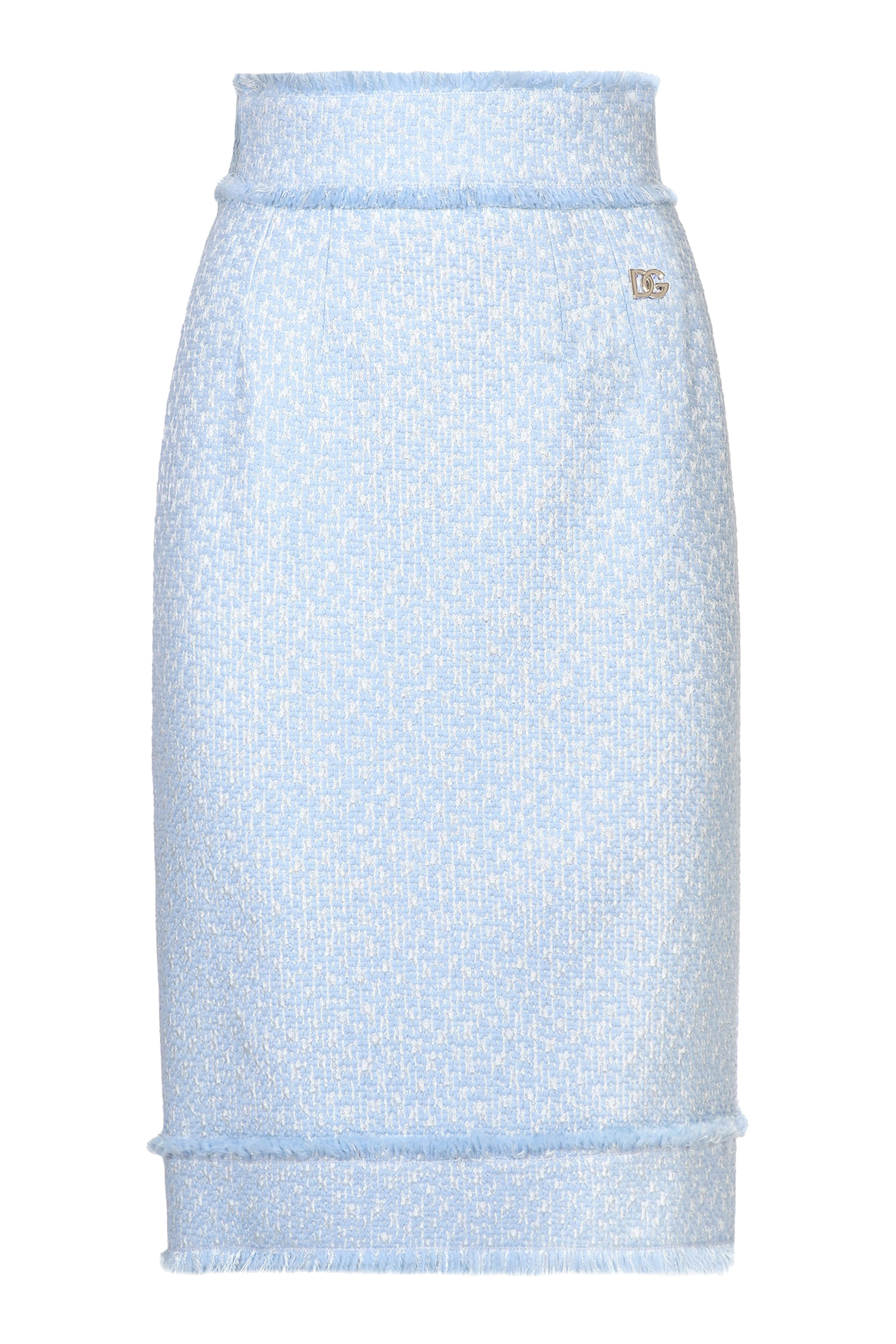 Calf-Length Raschel Tweed Pencil Skirt