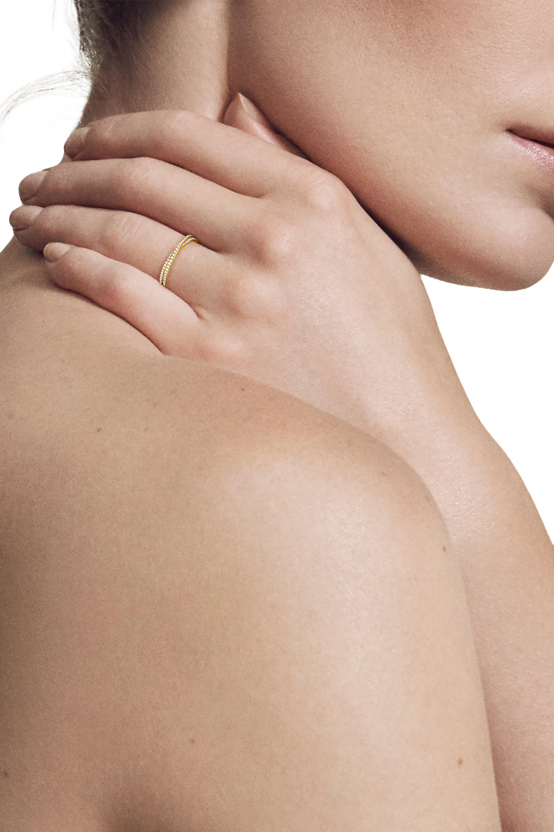 Crossover Band Ring, 18k Gold & Diamond