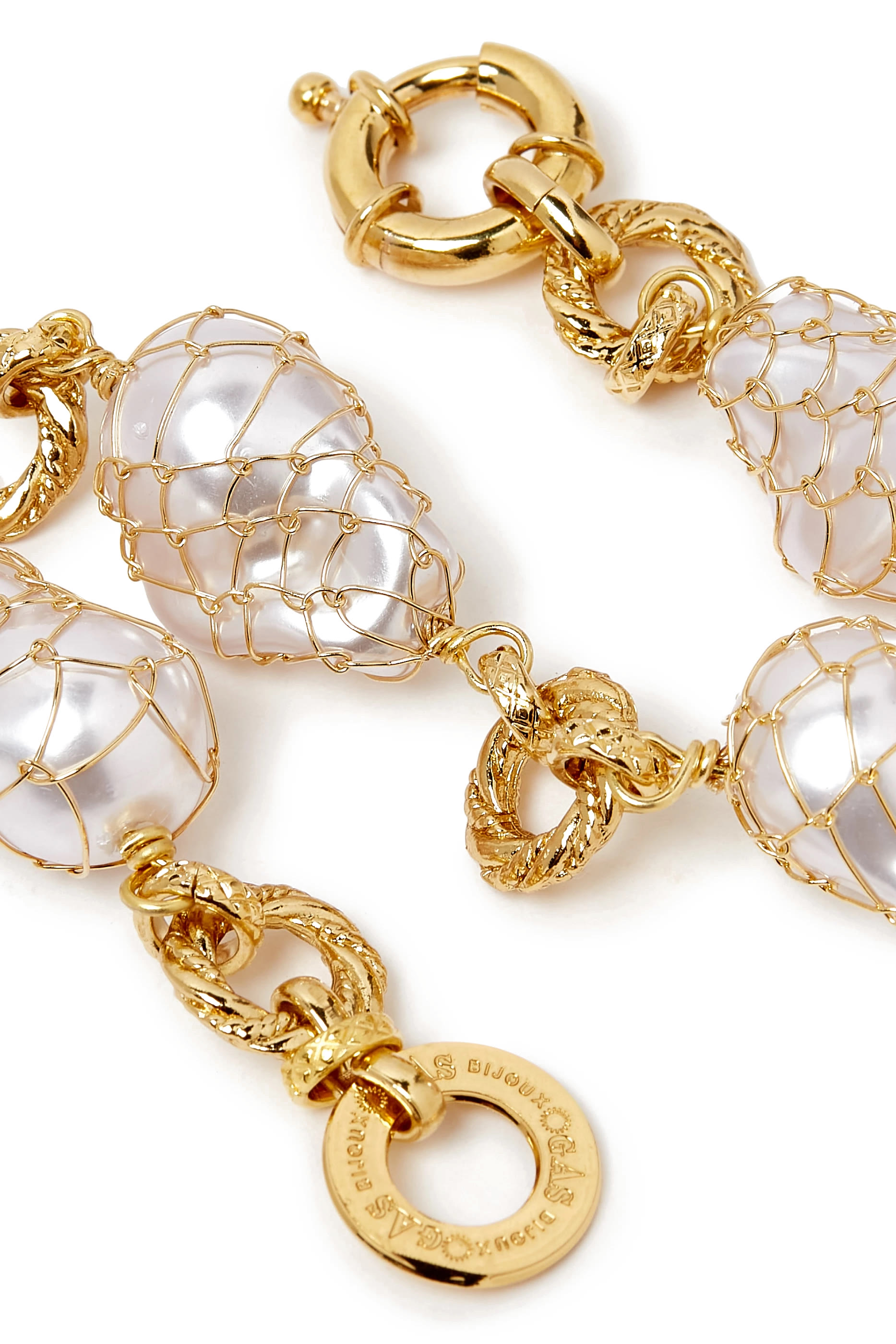 Rainbow Biwa Bis Bracelet, Gold-Plated Metal & Mother of Pearl