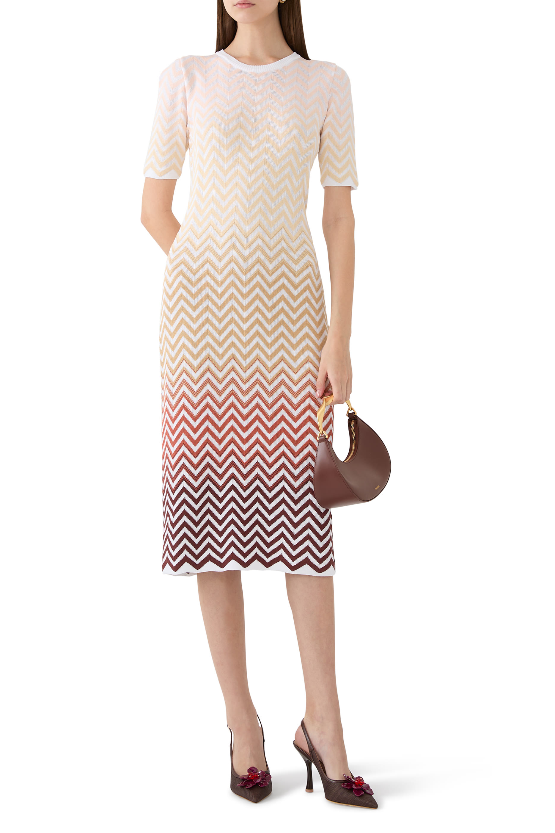 D&eacute;grad&eacute; Chevron Motif Midi Dress