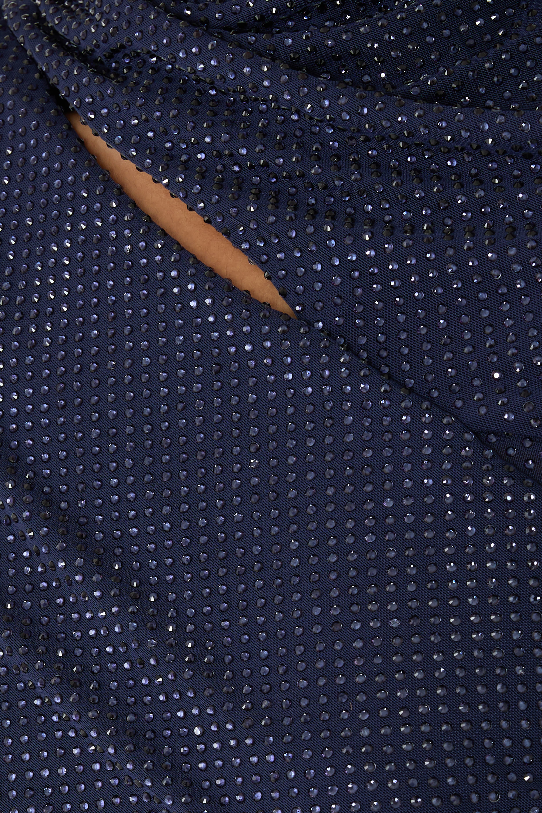 Rhinestone Mesh Cut Out Midi Dress