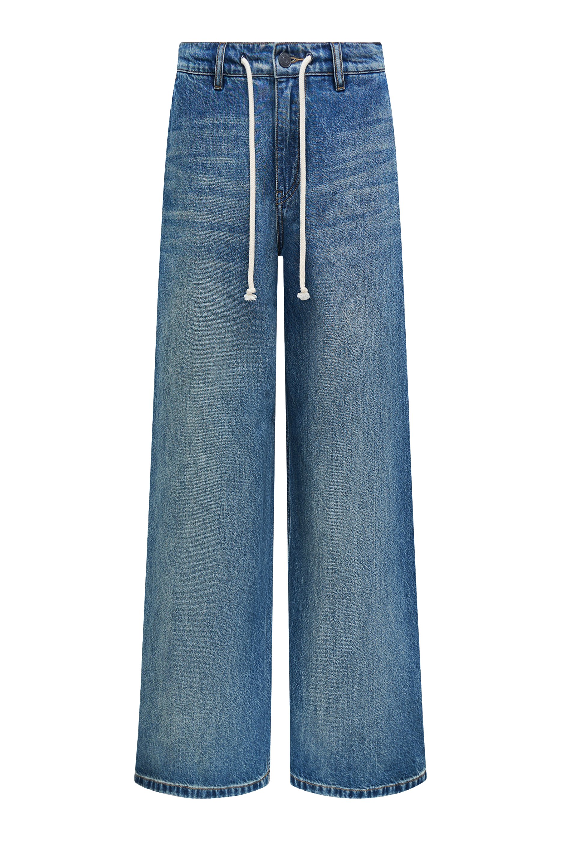 Drawstring-Waist Wide-Leg Jeans