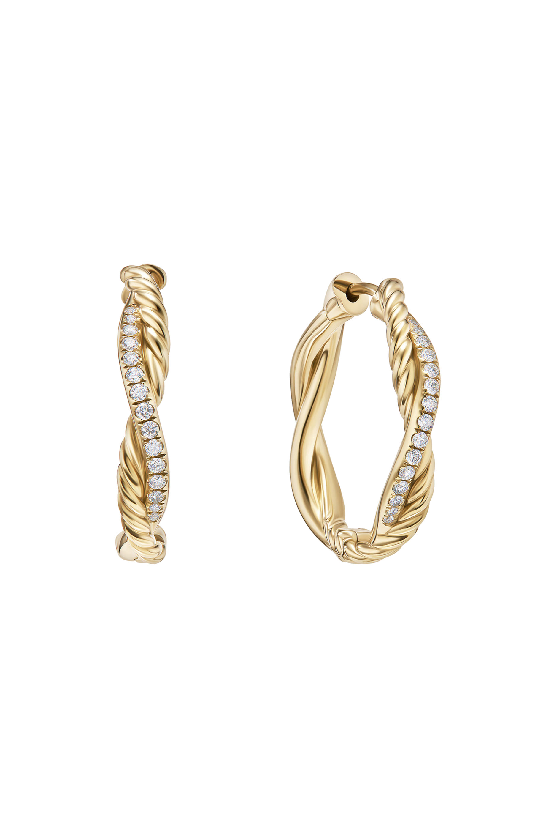 Petite Infinity Hoop Earrings, 18k Yellow Gold & Diamonds