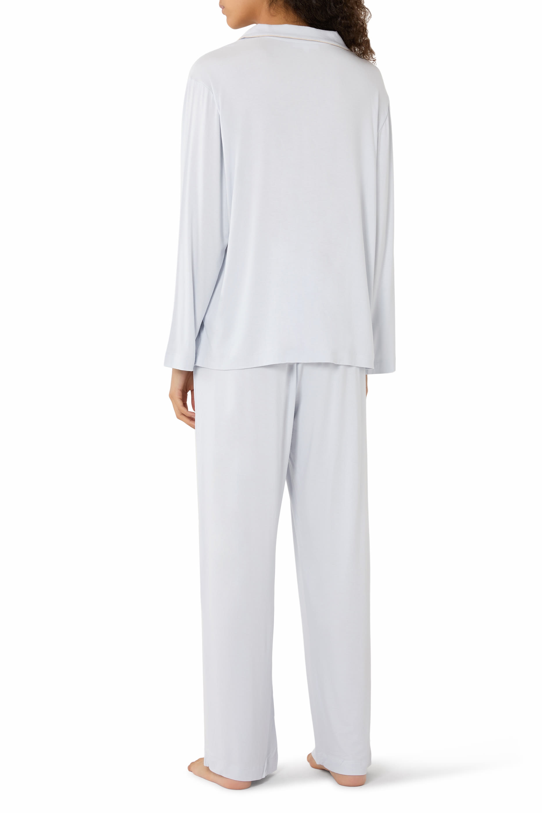 Jersey Piped Detail Relaxed Pajama Set