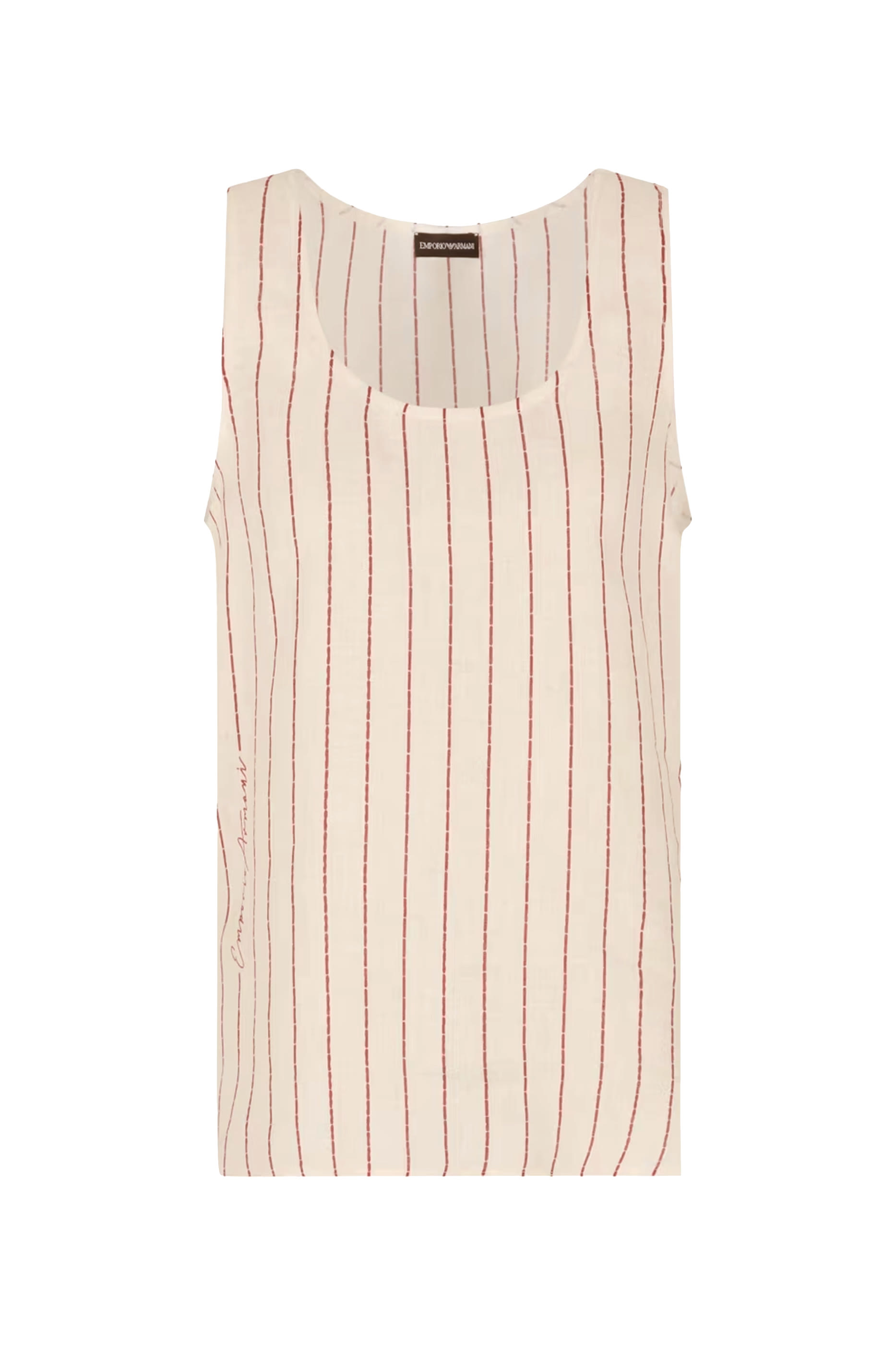 Resort Capsule Collection Pinstriped-Print Linen Tank Top