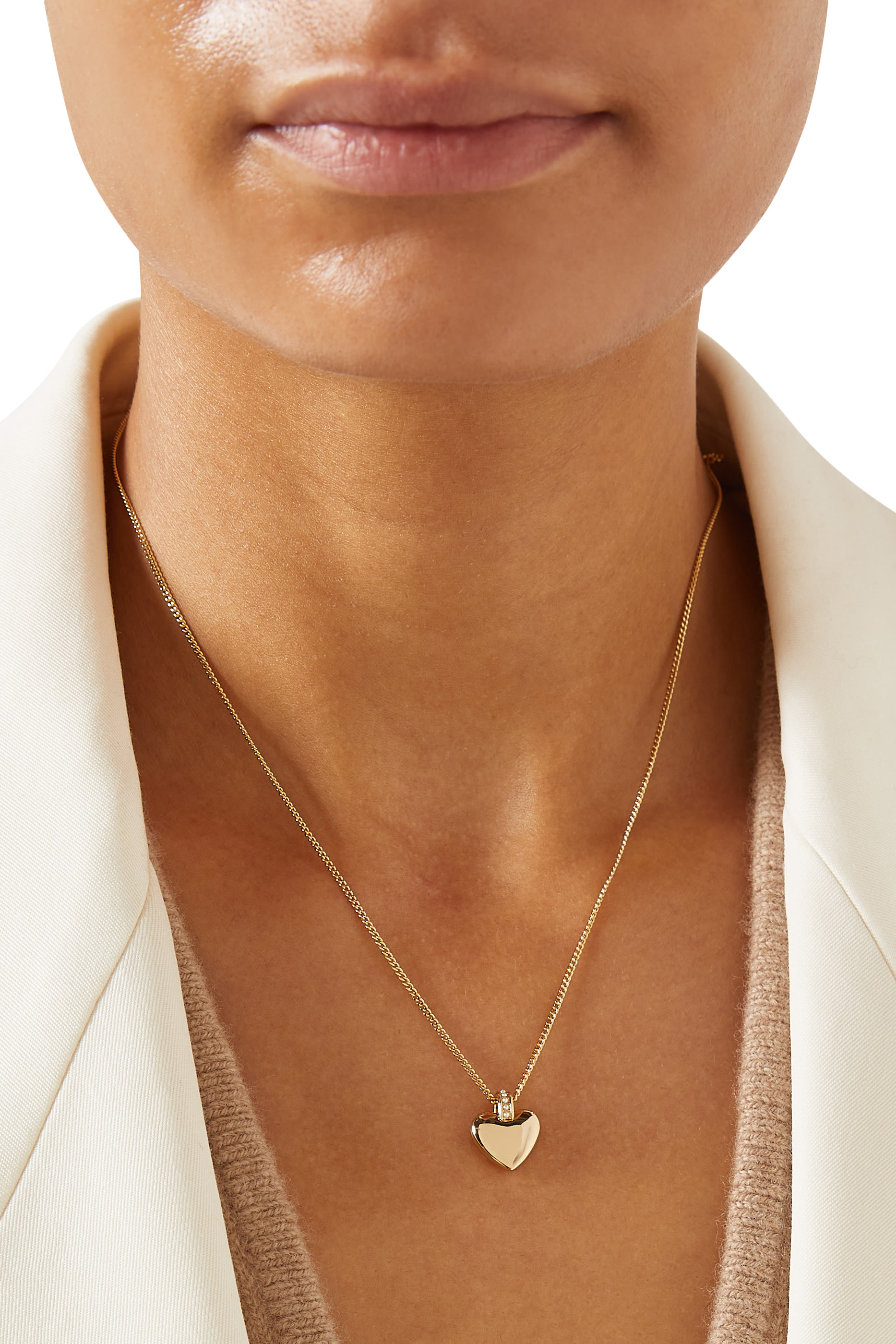 Puffy Heart C Short Pendant Necklace