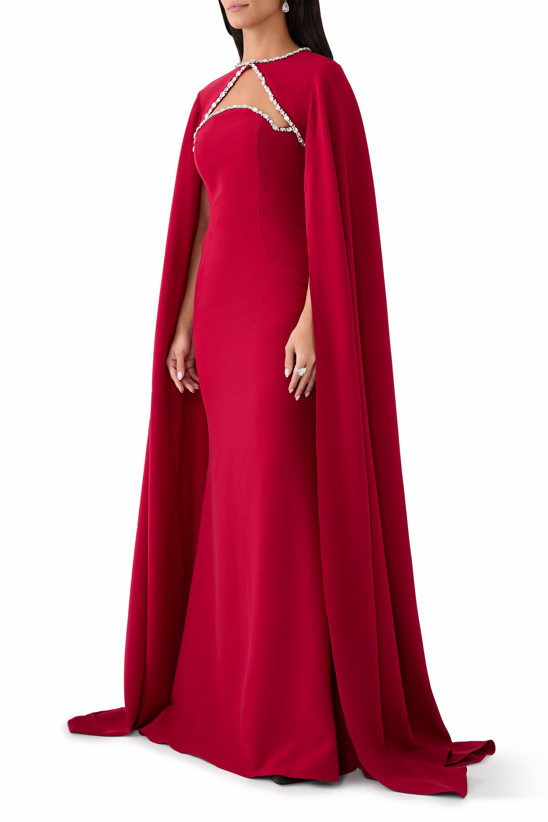 Strapless Gown with Cape