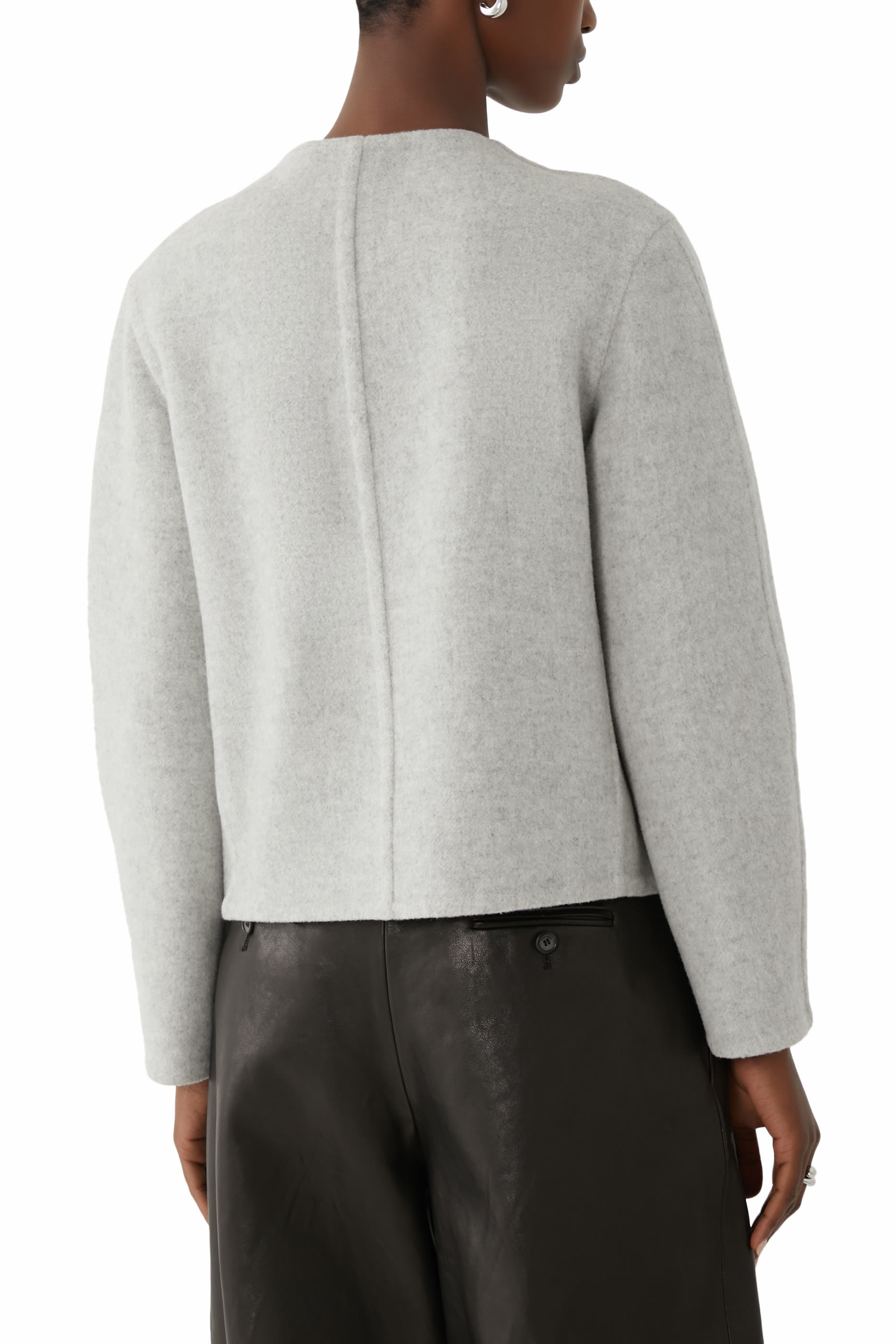 Italian Wool-Blend Collarless Jacket