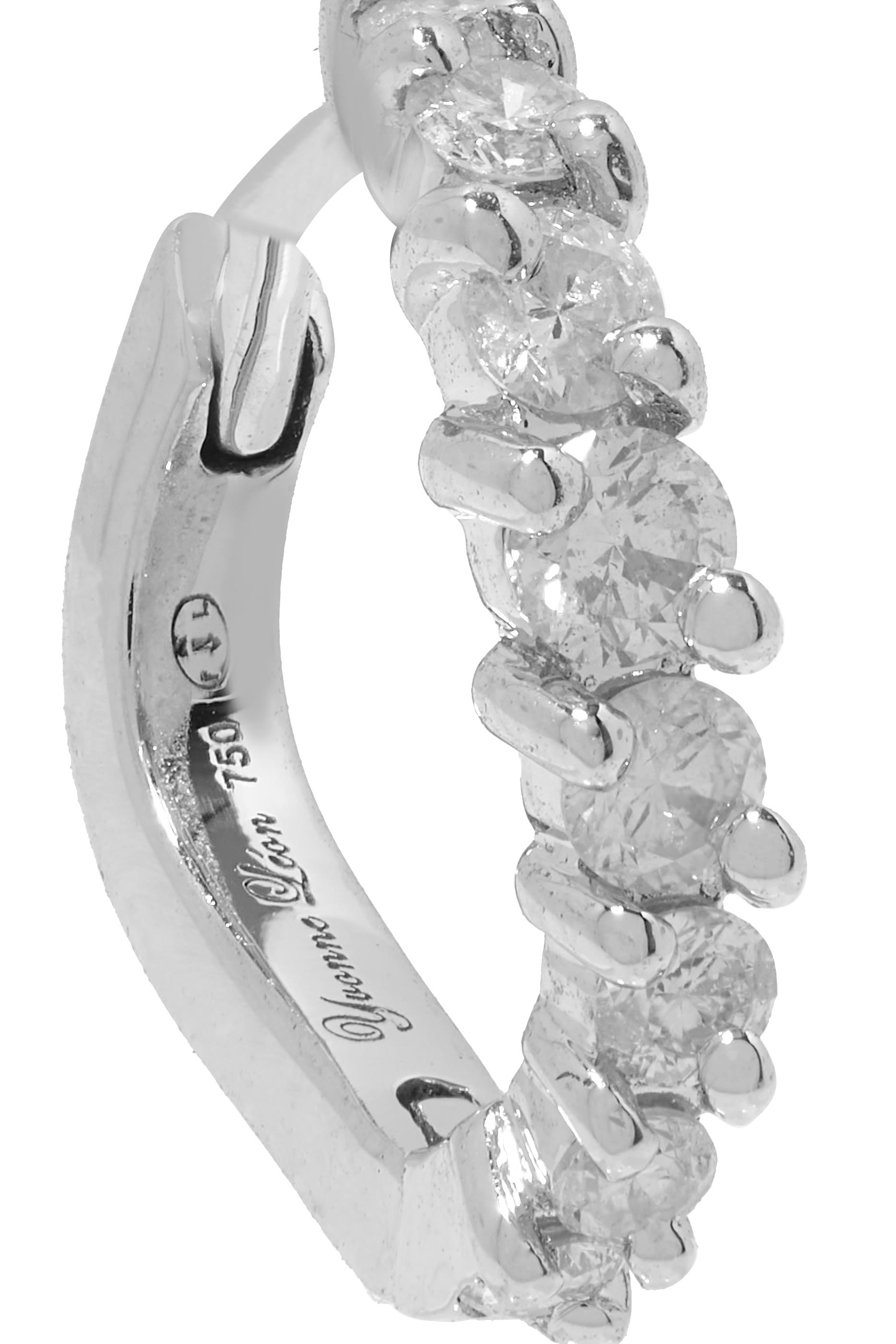 Wave Hoop Earrings, 18k White Gold & Diamonds