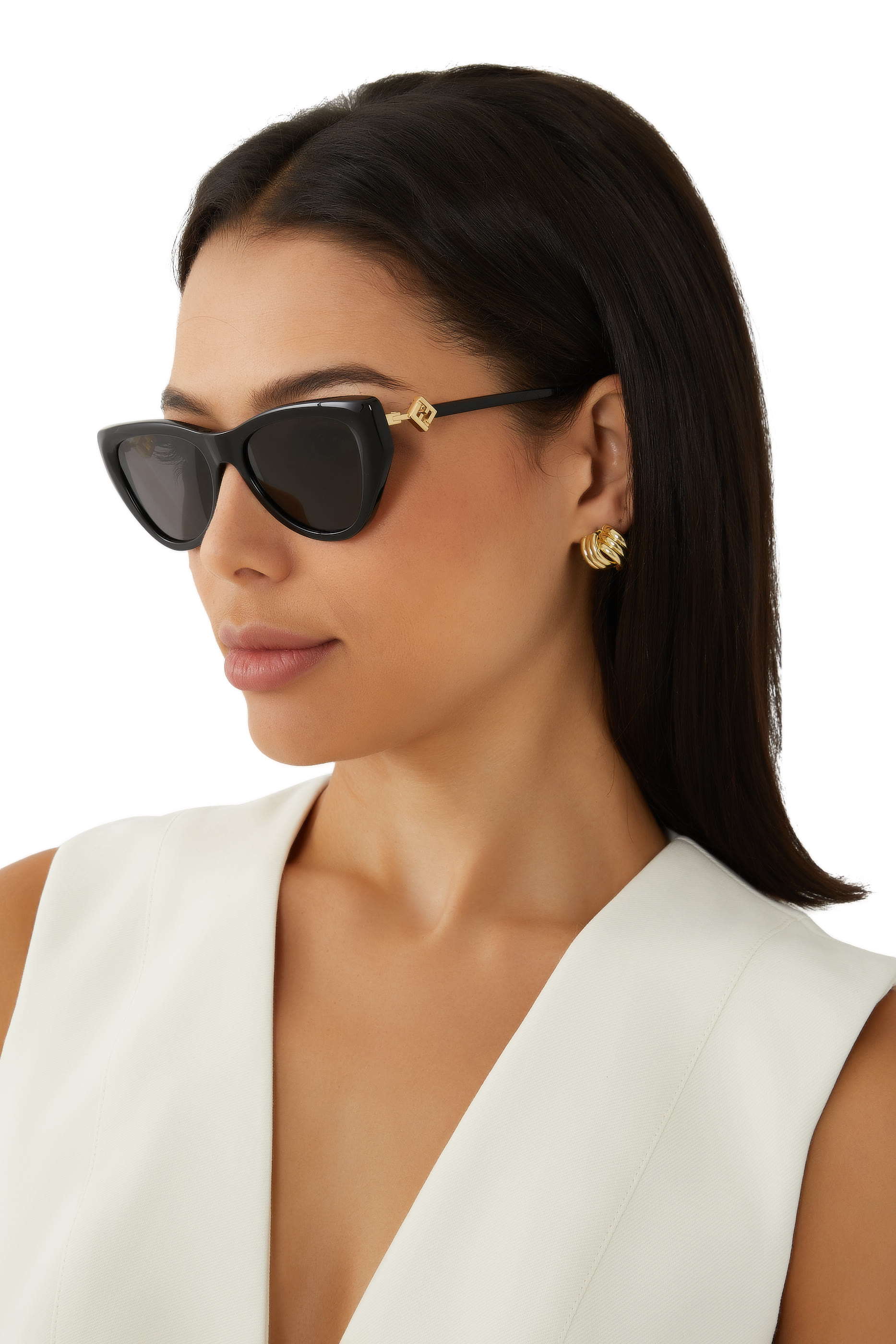 FF Diamonds Black Cat Eye Sunglasses