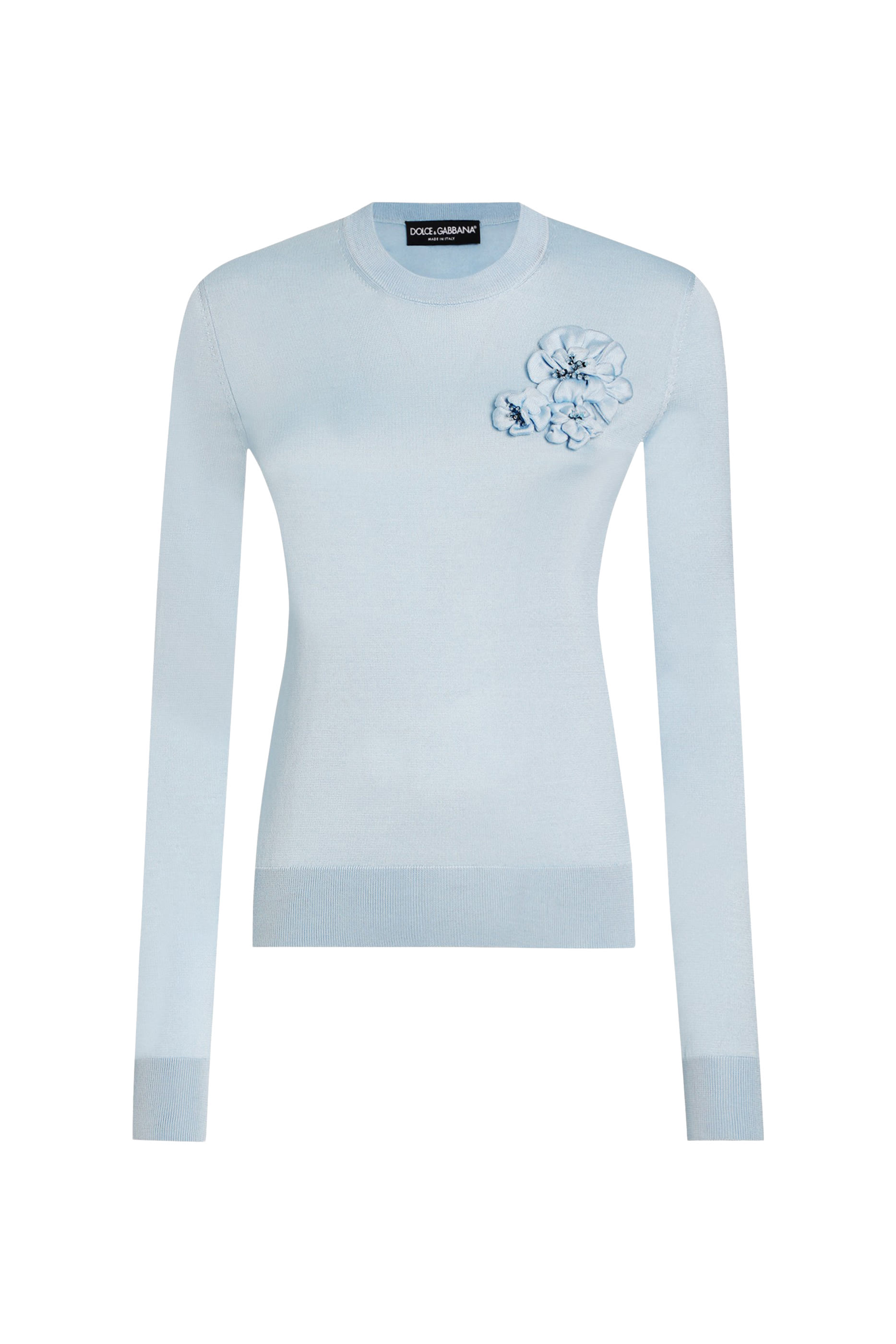 Silk Pullover with Flower Brooch