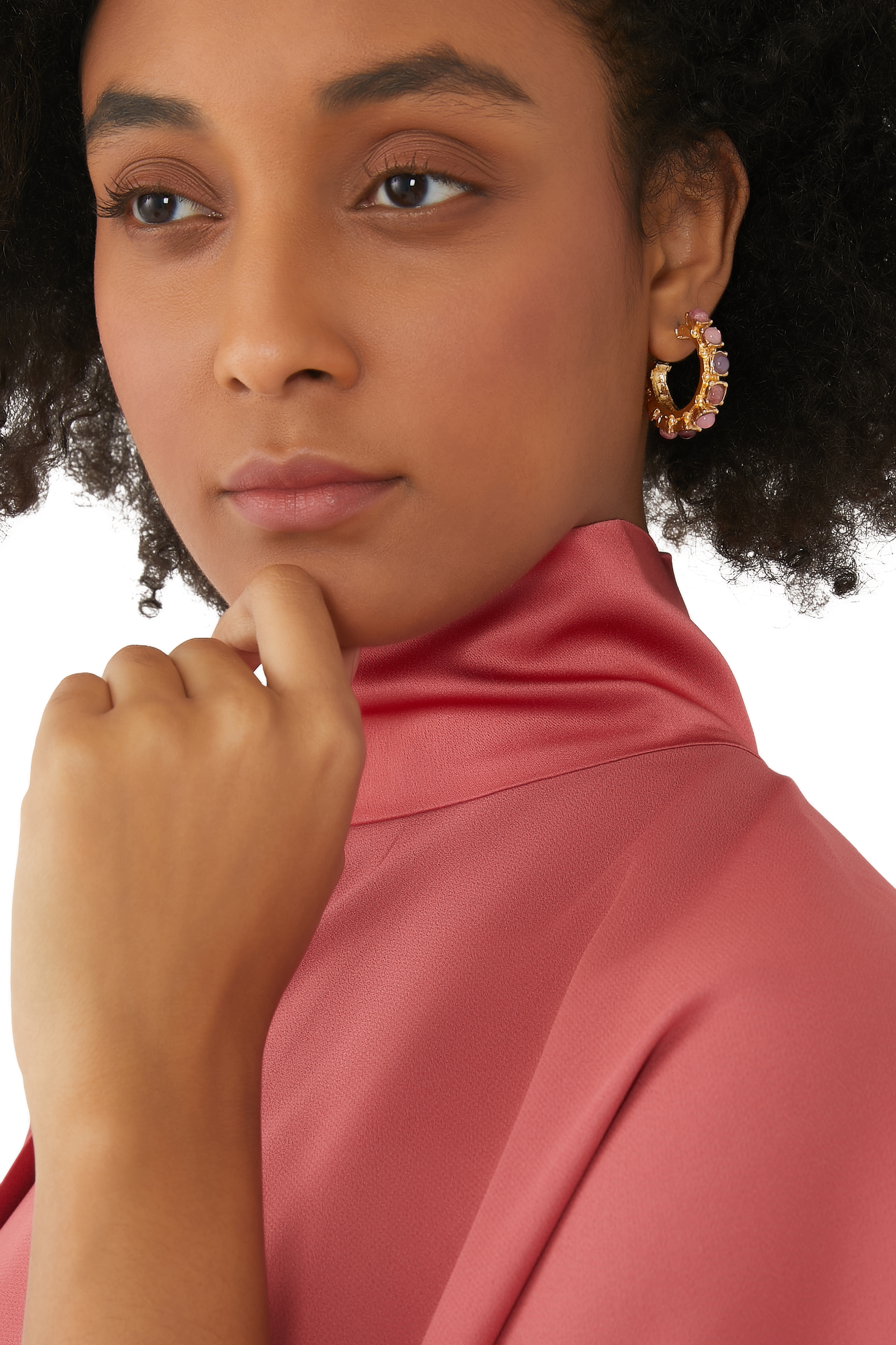 Parelie Hoop Earrings, Gold-Plated Metal