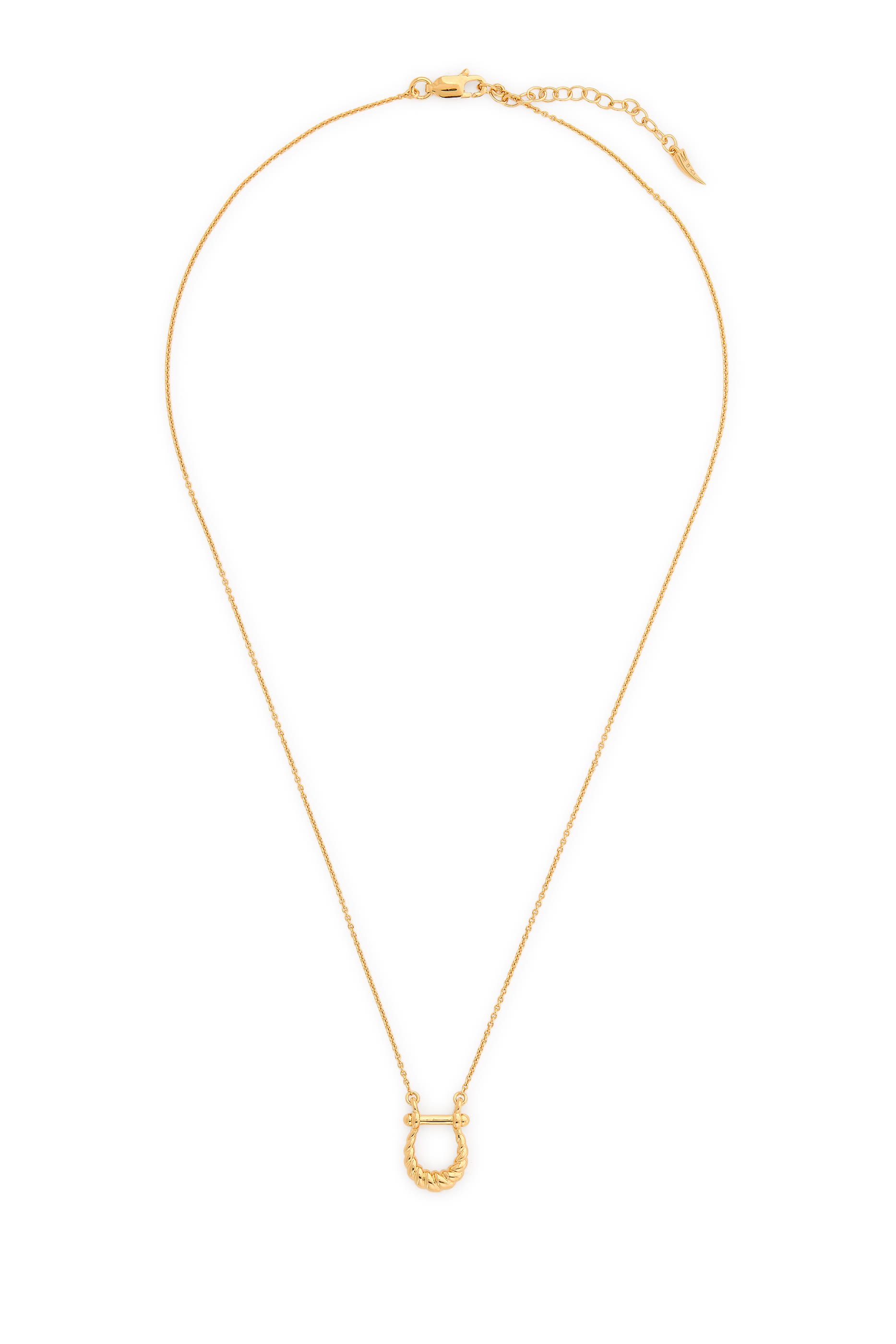  Lunar New Year Horseshoe Pendant Necklace, 18k Recycled Gold Vermeil on Brass