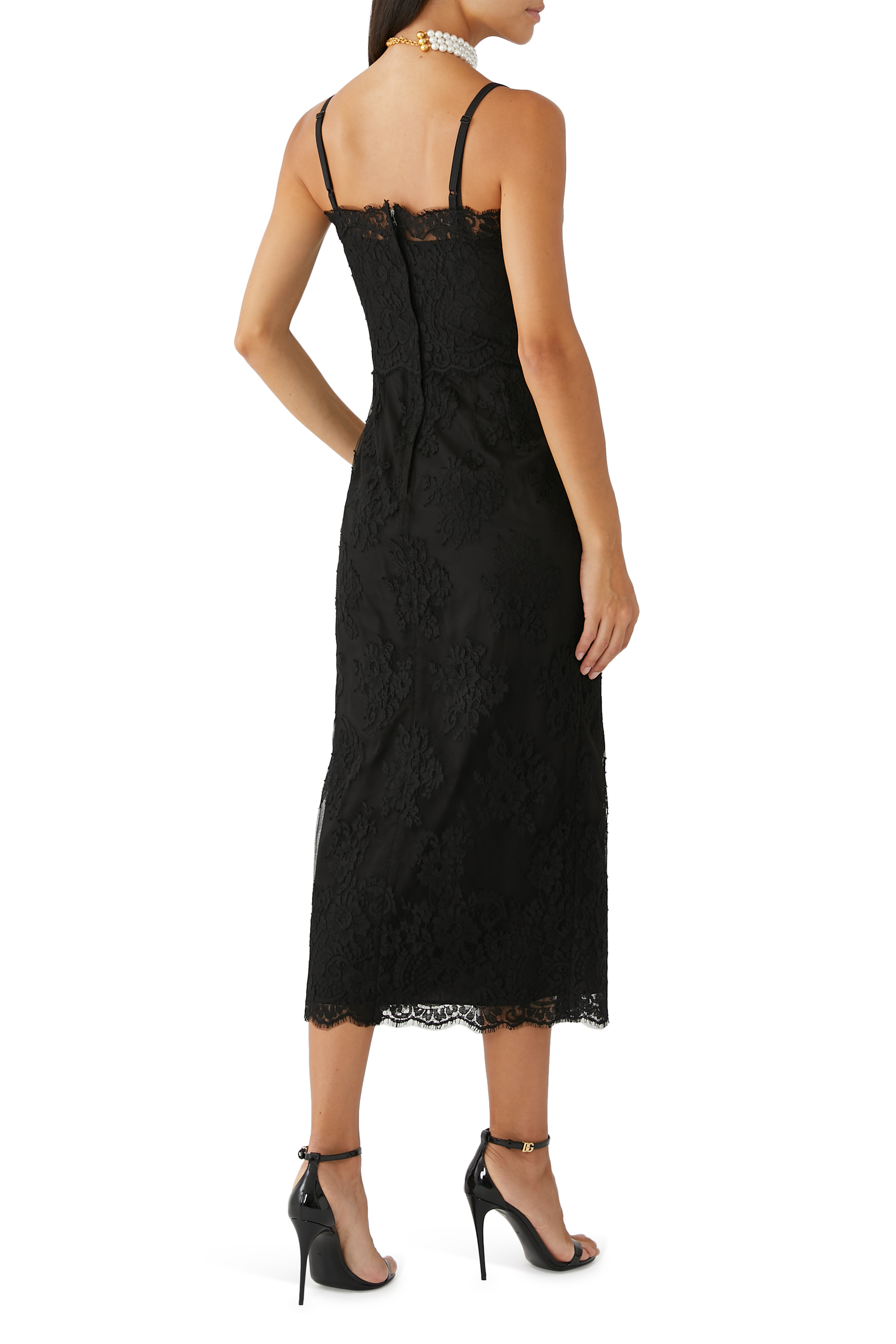 Lace Calf-Length Slip Dress