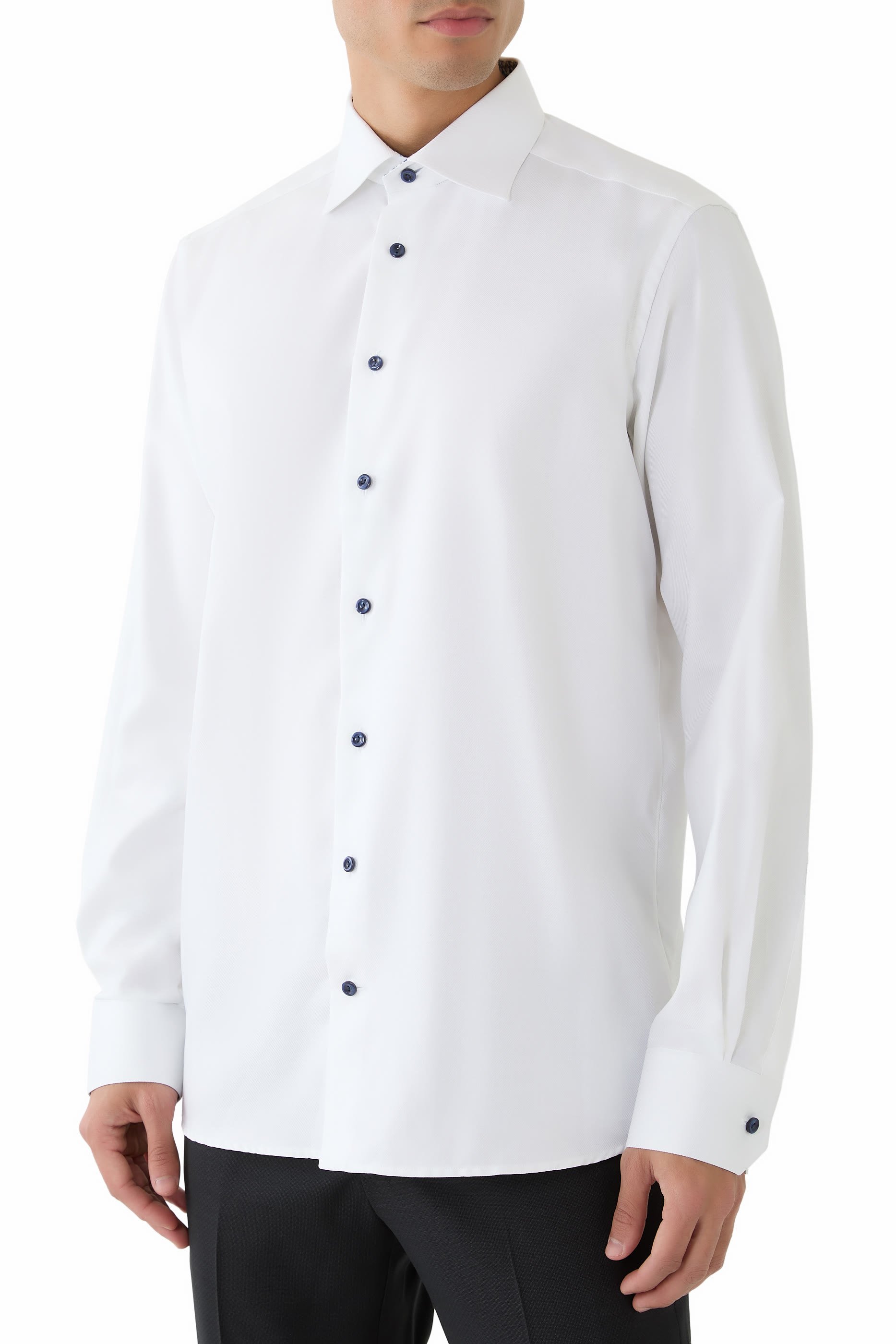 Geometric Effect Textured Twill Shirt