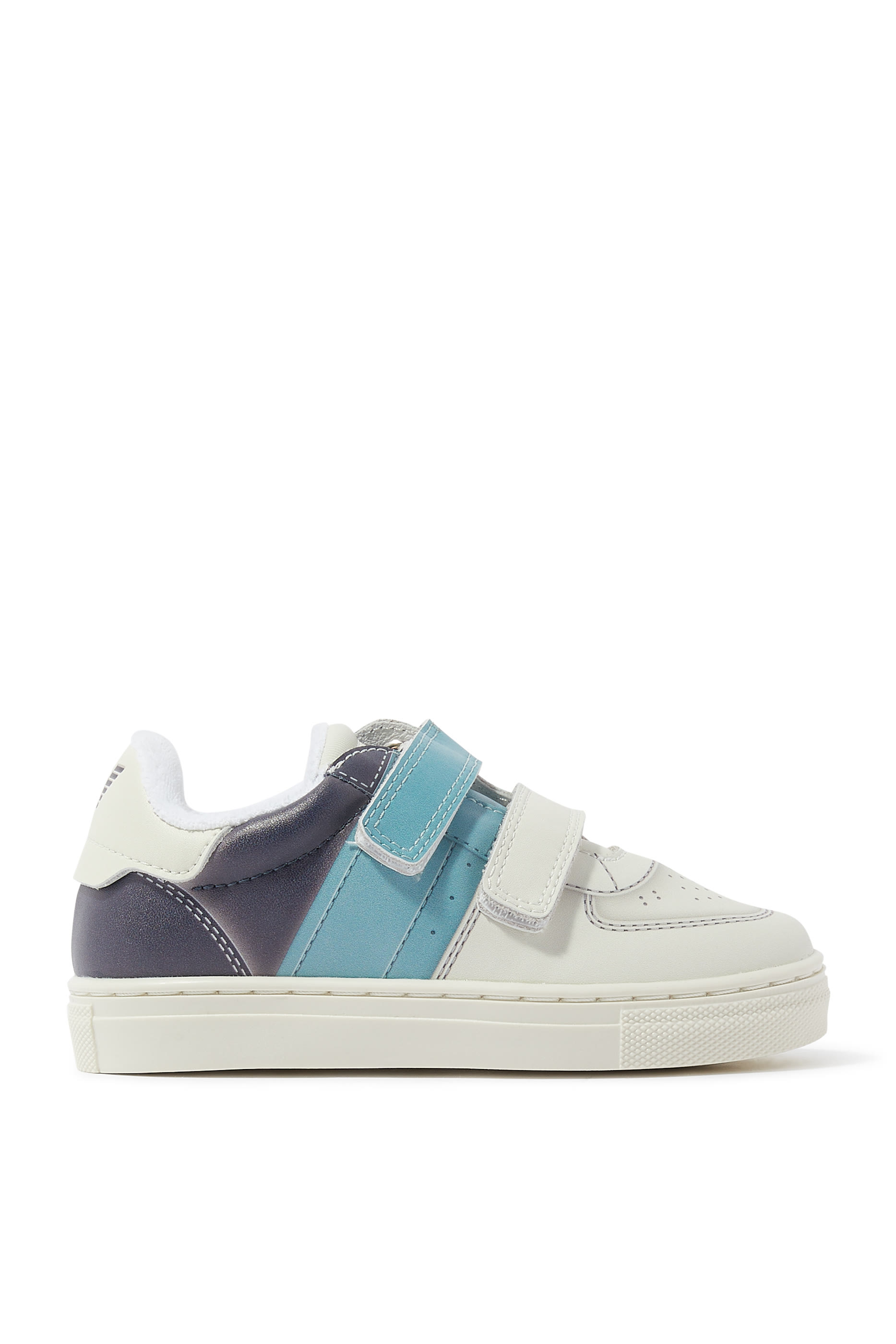 Kids Colorblock Velcro Strap Leather Sneaker