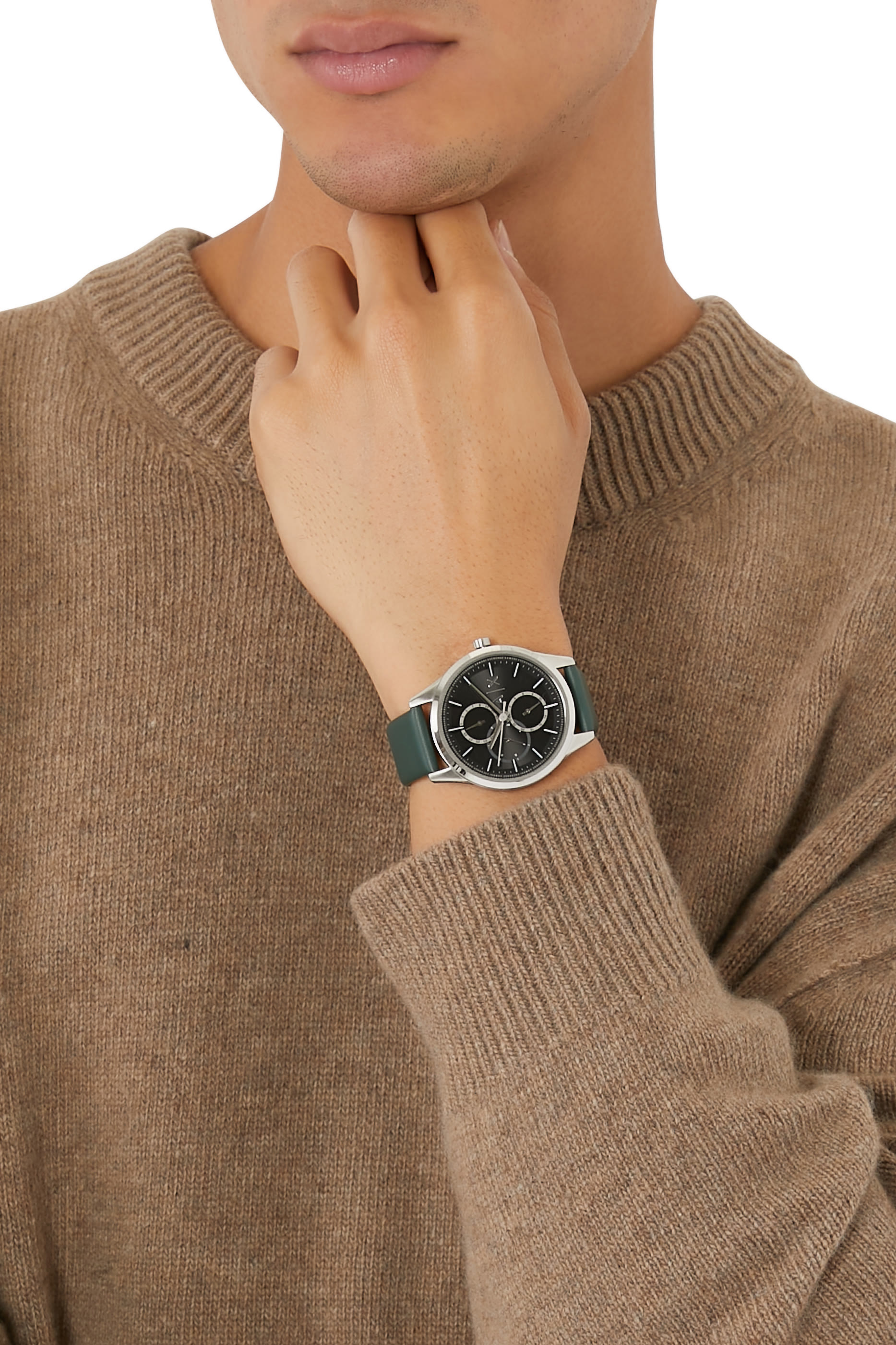 Multifunction 42mm Leather Watch