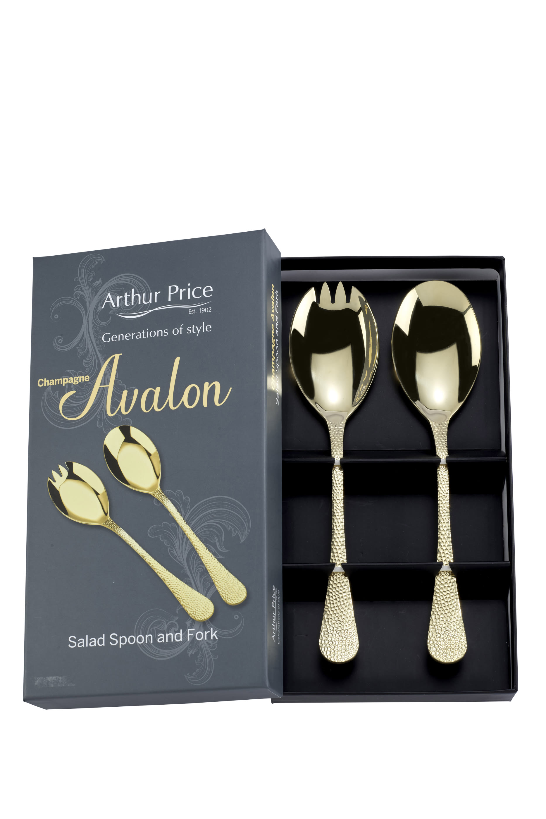 Champagne Avalon Salad Serving Spoon and Fork Set