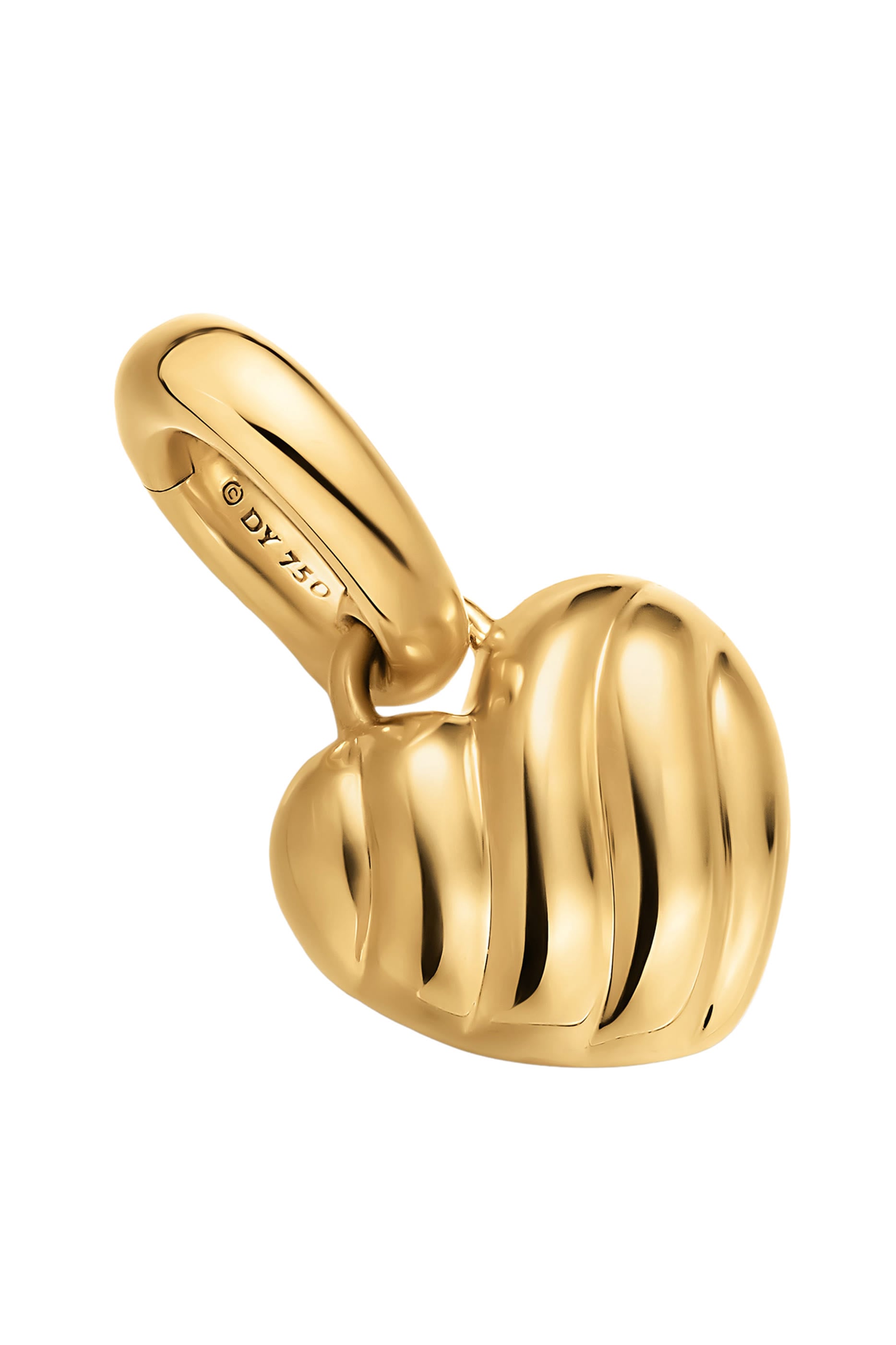 Petite Puffy Cable Heart Amulet, 18K Yellow Gold