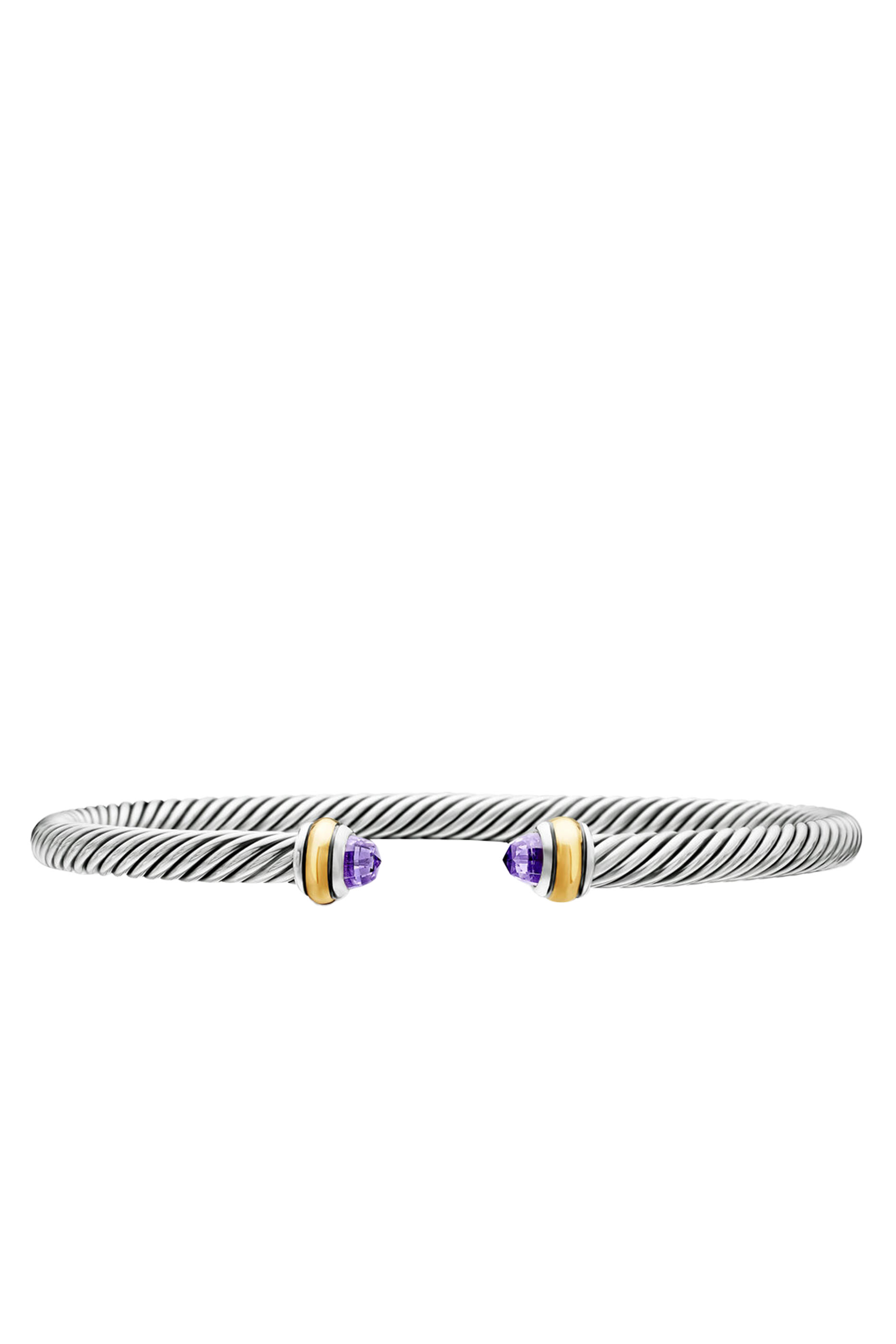 Sterling Silver, 18K Yellow Gold & Amethyst Classic Cable Bracelet
