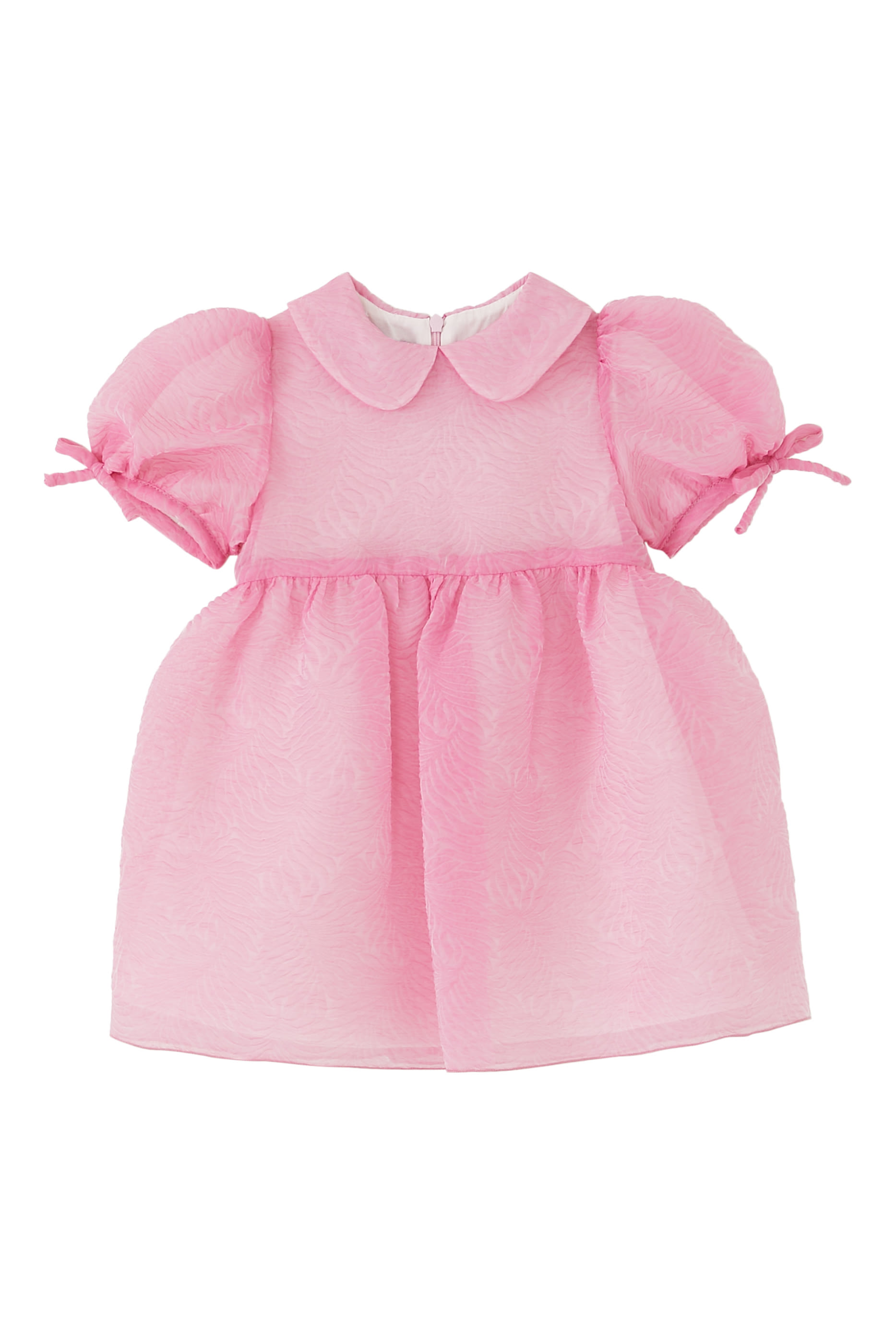 Kids Puff-Sleeve Textured Organza Dress