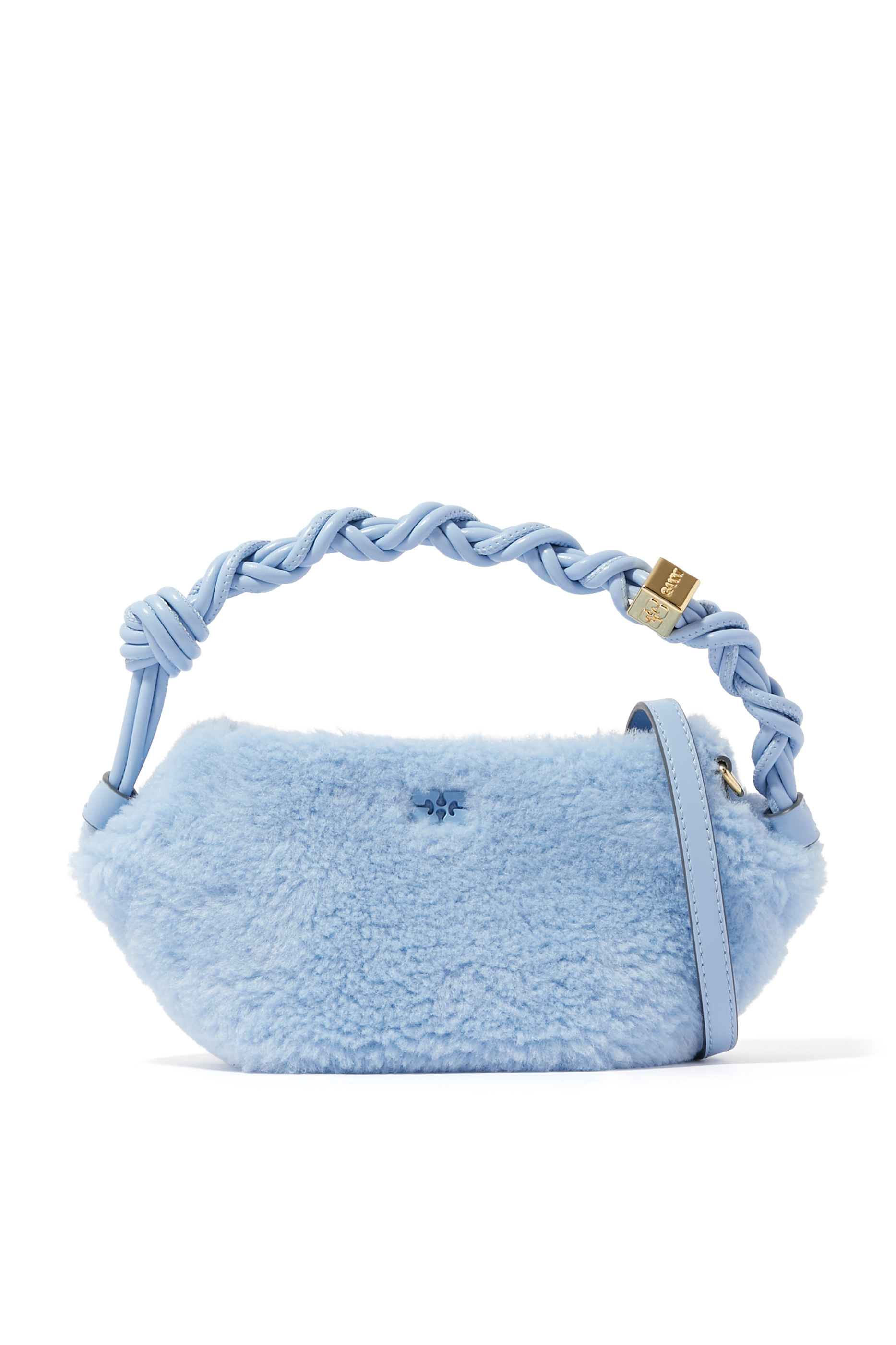 Buy Ganni Bou Fluffy Mini Braided-Handle Tote Bag for Womens ...