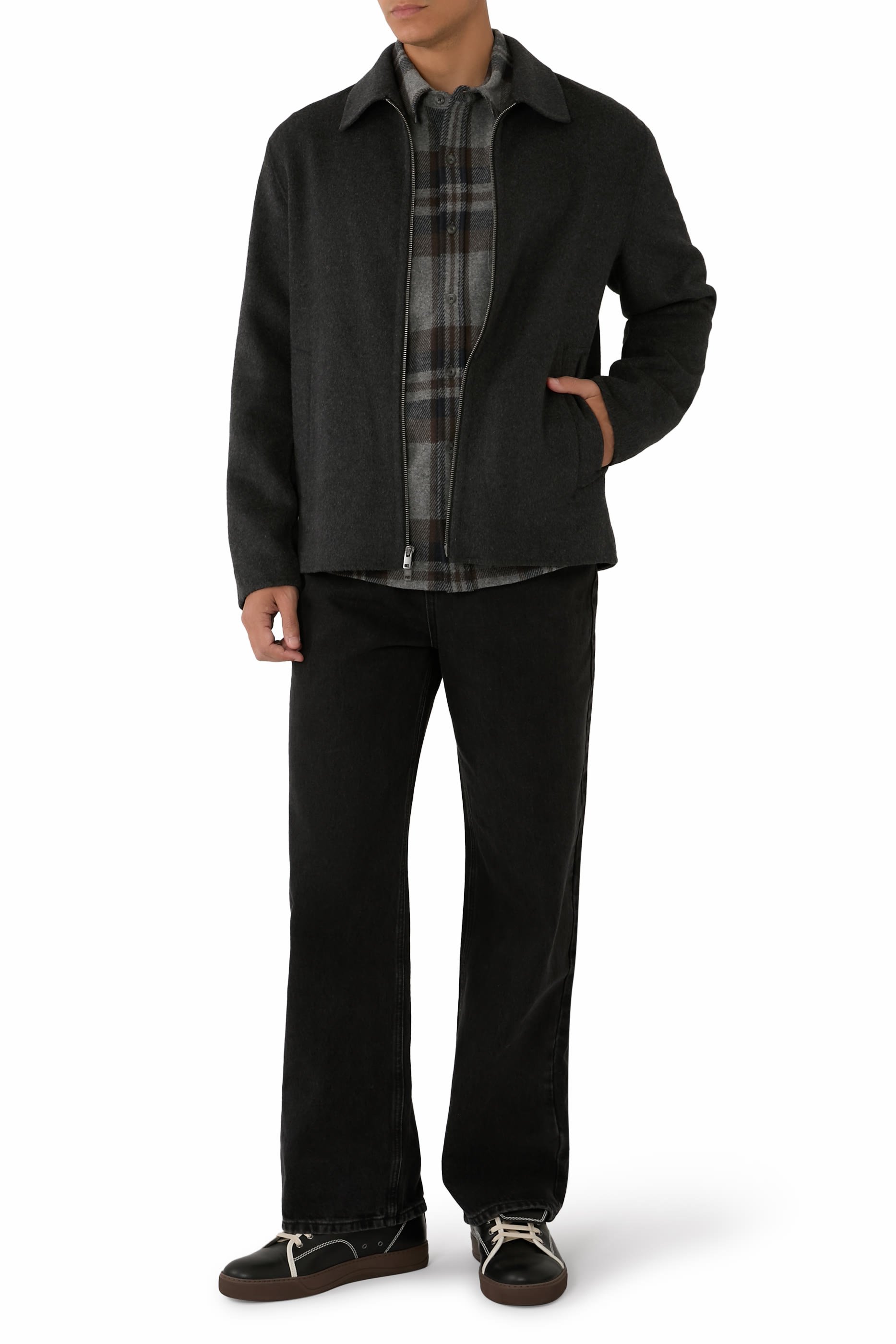 Splittable Wool-Blend Zip-Front Jacket 