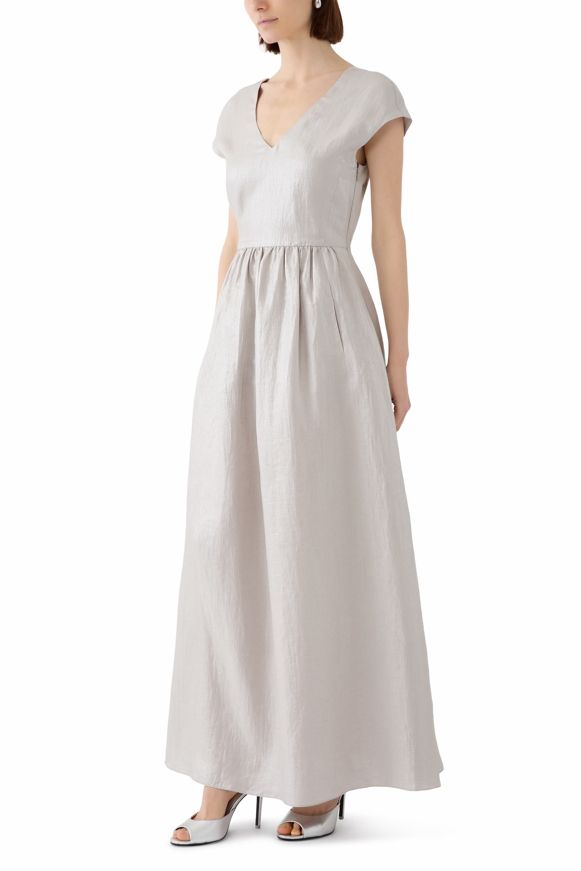 V-Neck Linen Maxi Dress