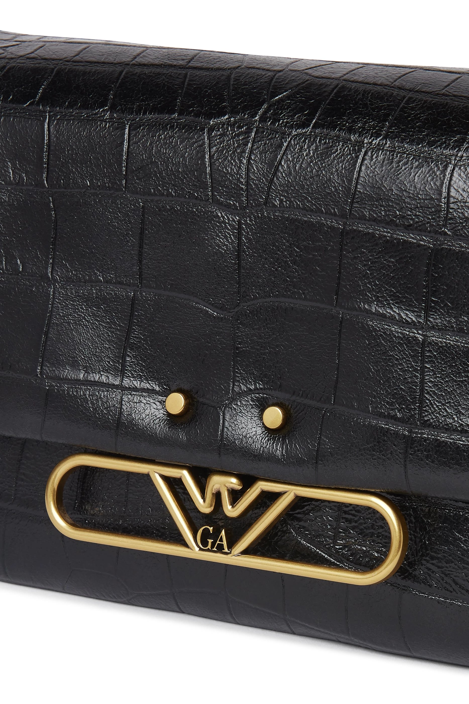  Eagle Logo Crossbody Bag in Croc-Embossed Leather 