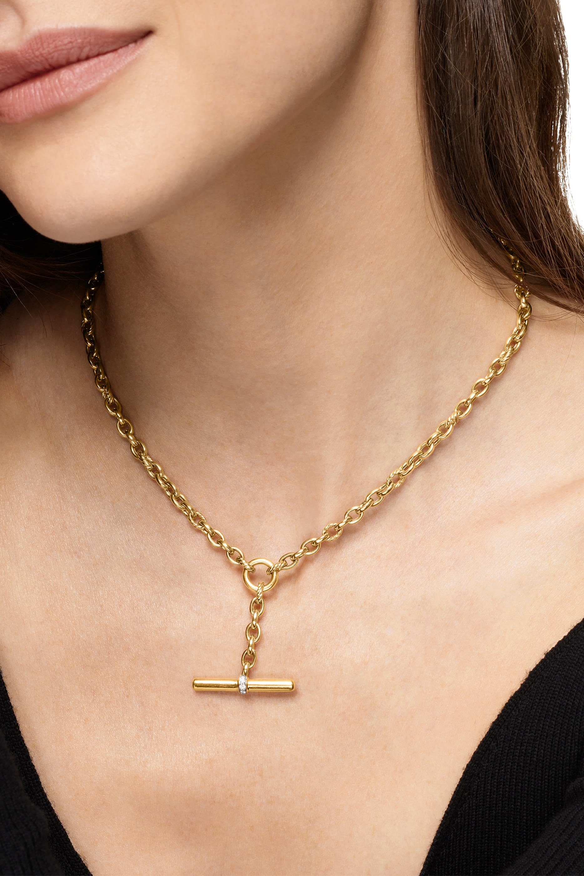 DY Mercer® Petite Toggle Chain Necklace, 18k Yellow Gold & Diamonds