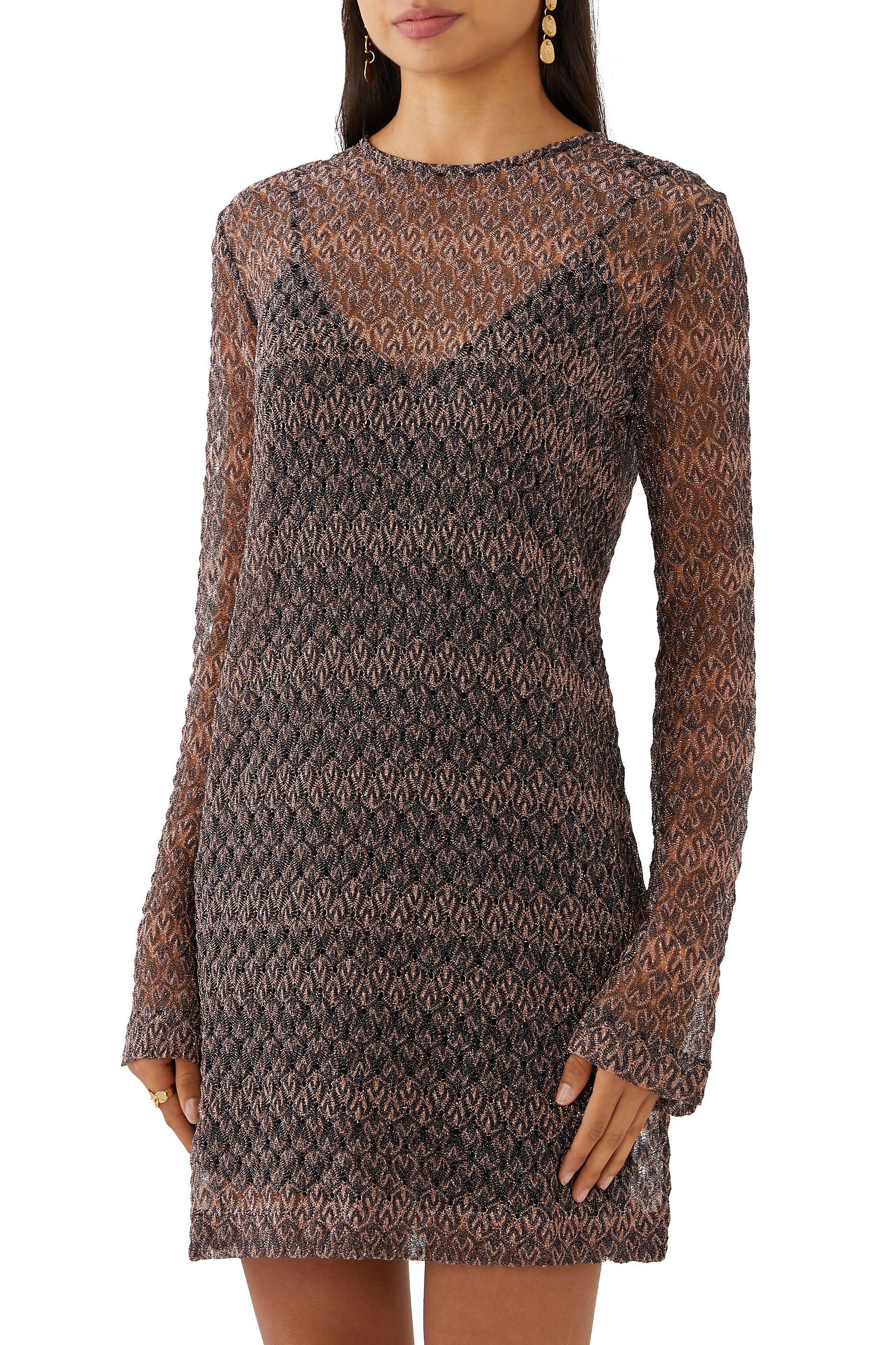 Lace Raschel Lame' Mini Dress