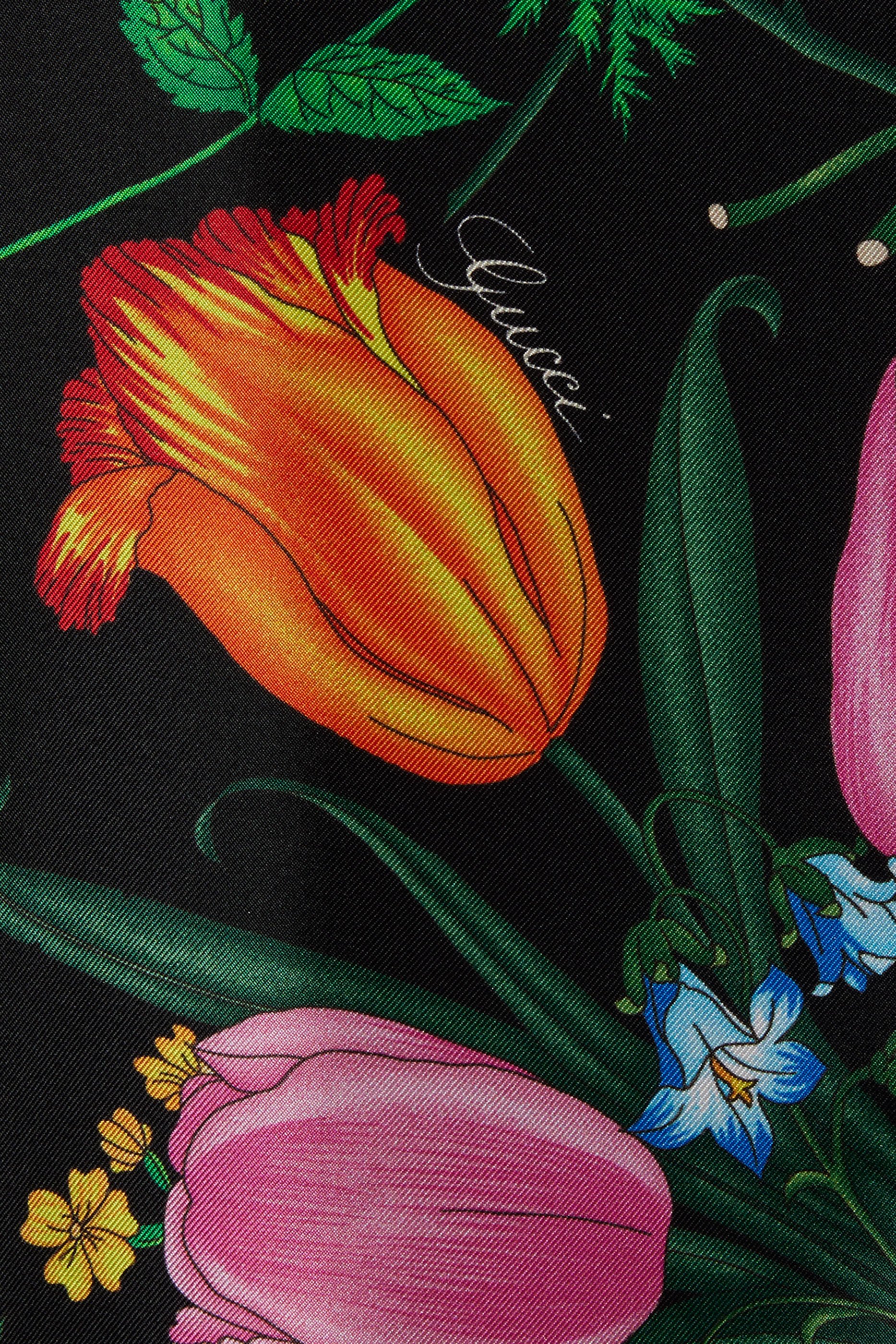 All-Over Flora Print Silk Twill Shirt